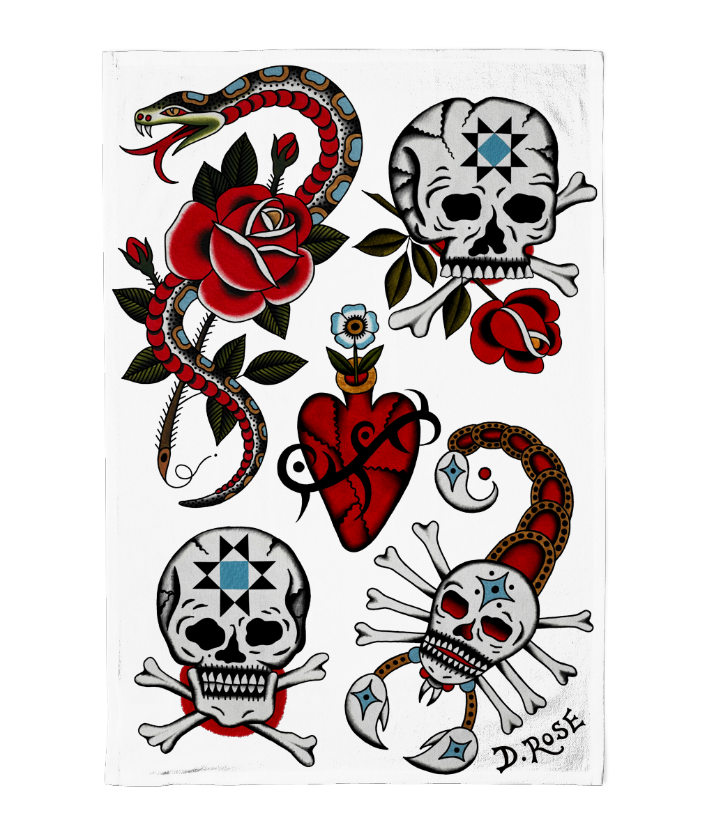 Tattoo Flash Fabric Wall Hanging