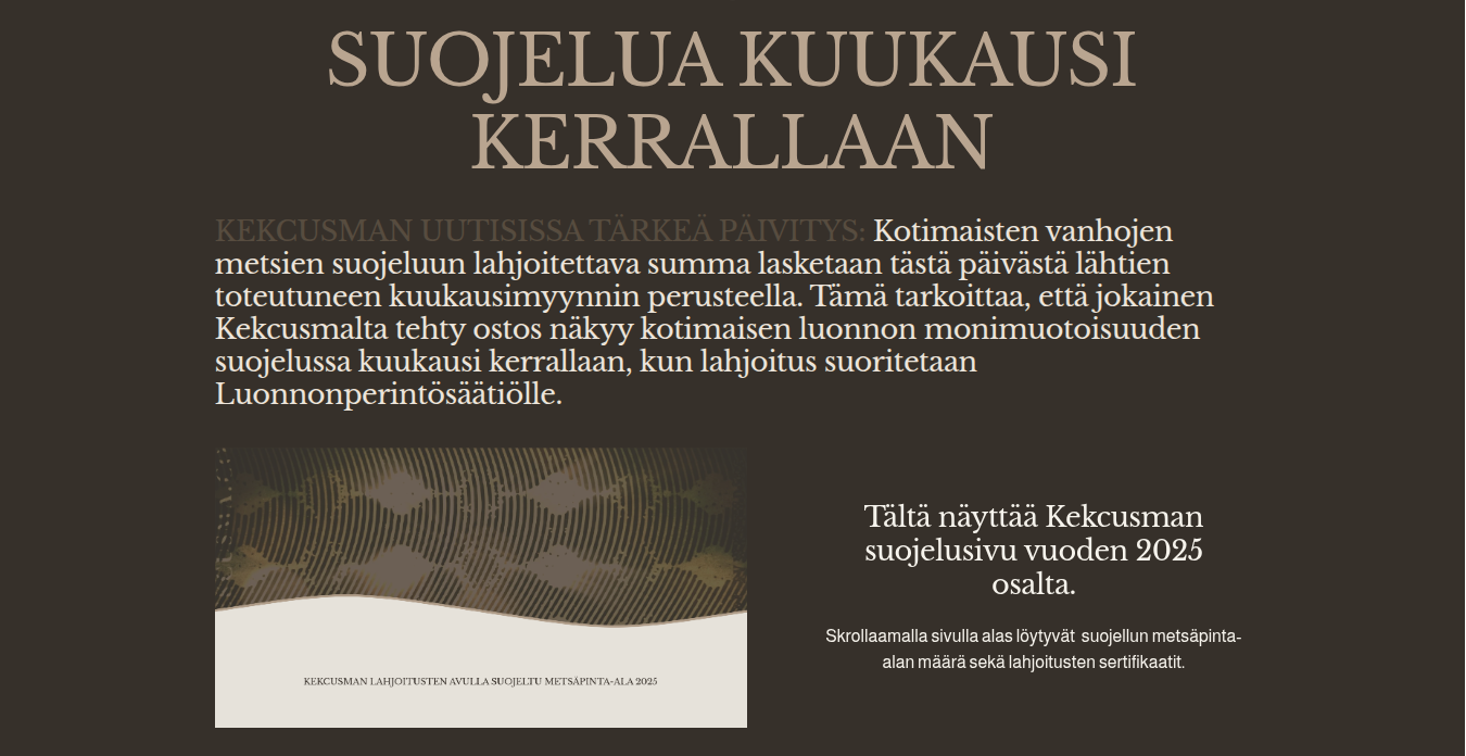 SUOJELUA KUUKAUSI KERRALLAAN