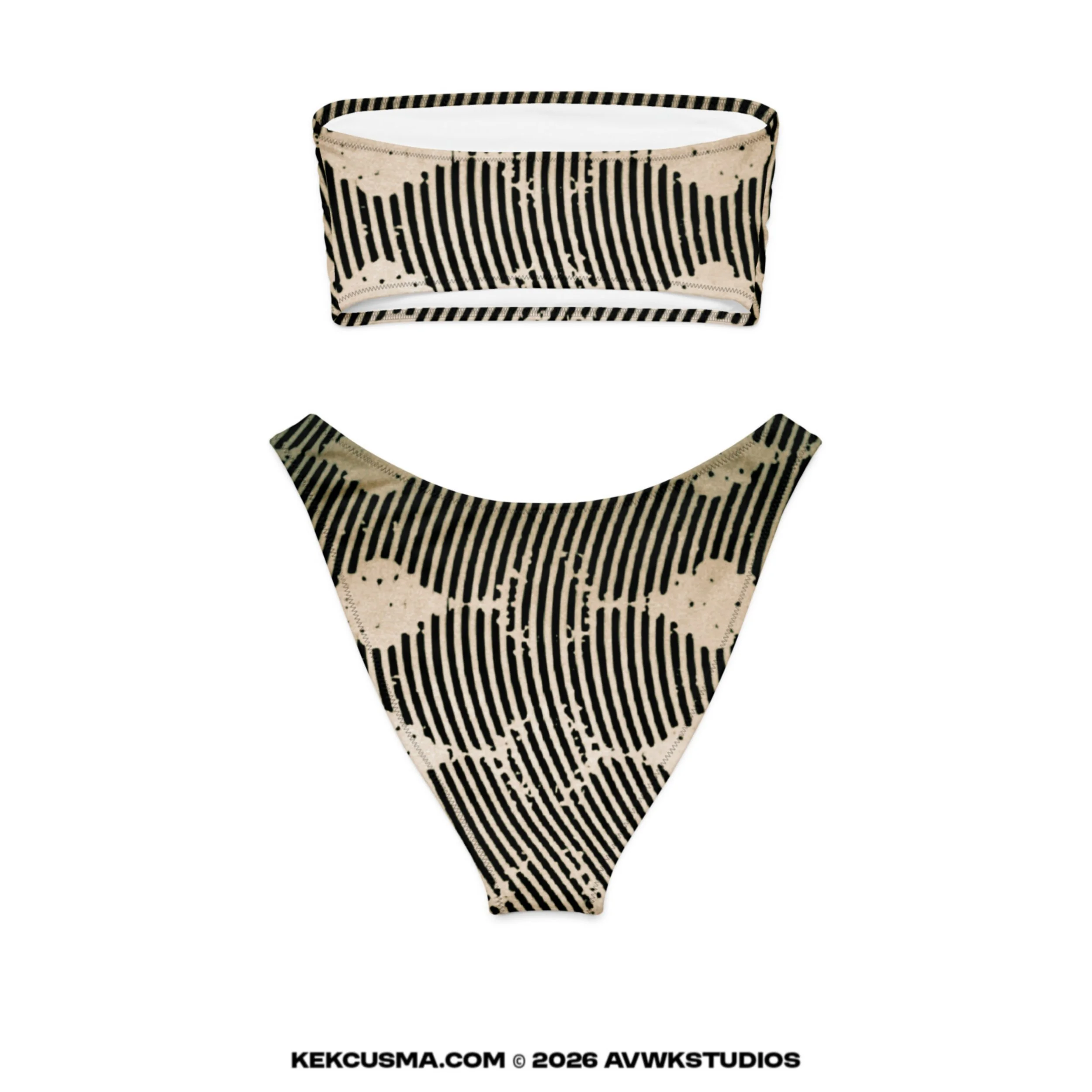 LIME KIIPU LINES I Recycled Bandeau Bikini laid flat 1 front © kekcusma.com 2026 .jpg