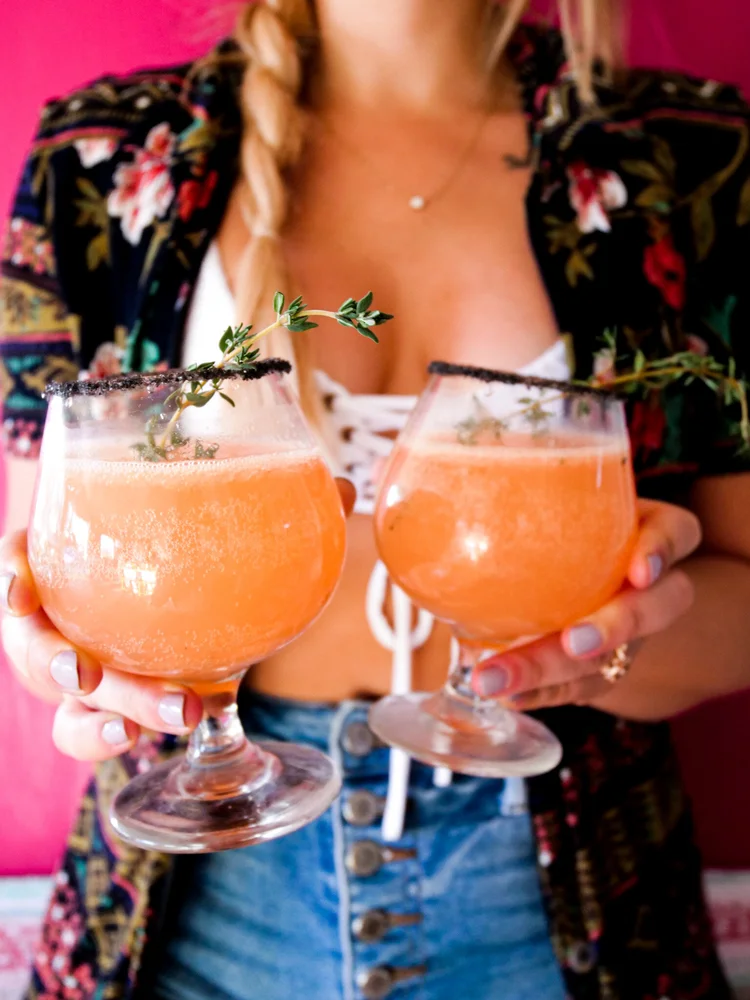 Virgin Paloma Mocktail with Black Salted Rim