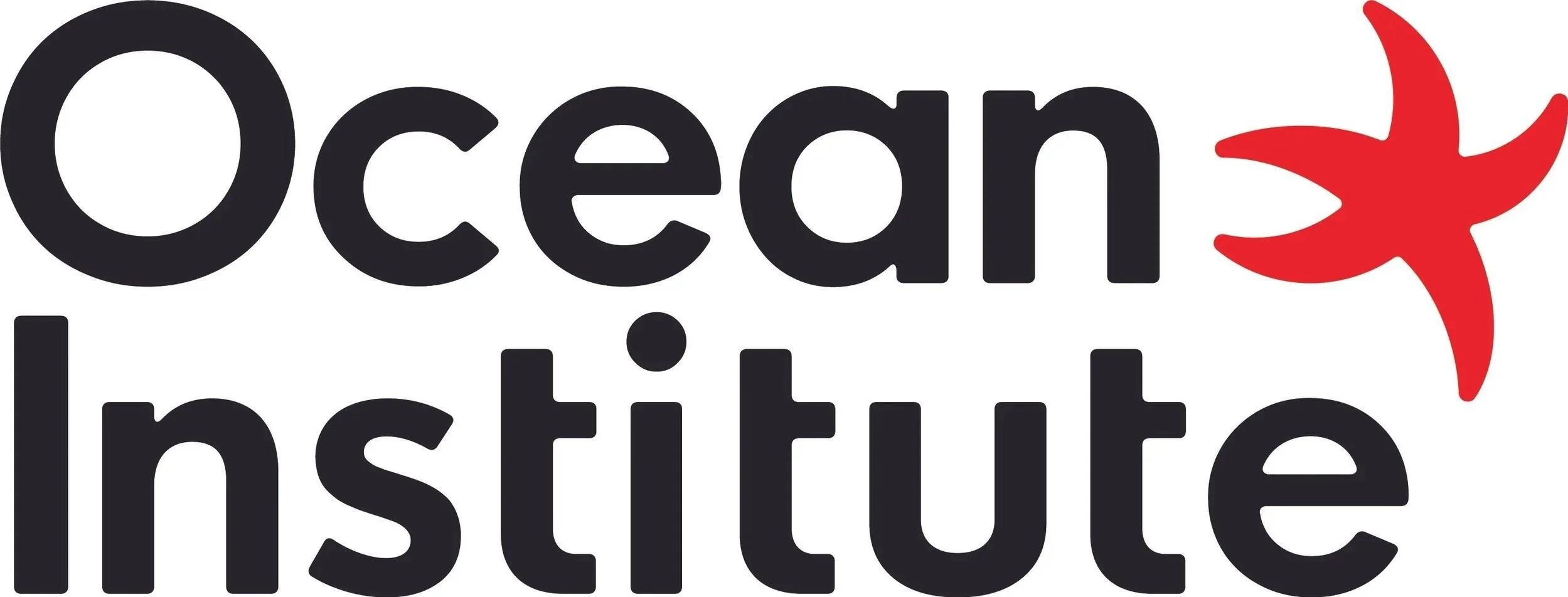 Logo of Ocean Institute, featuring the words 'Ocean Institute' in bold black font with a red stylized fish figure to the right of the text.