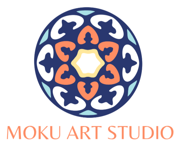 Colorful circular logo featuring a stylized, symmetrical pattern in blue, white, orange, and yellow, with the text 'Muralismo' beneath it.