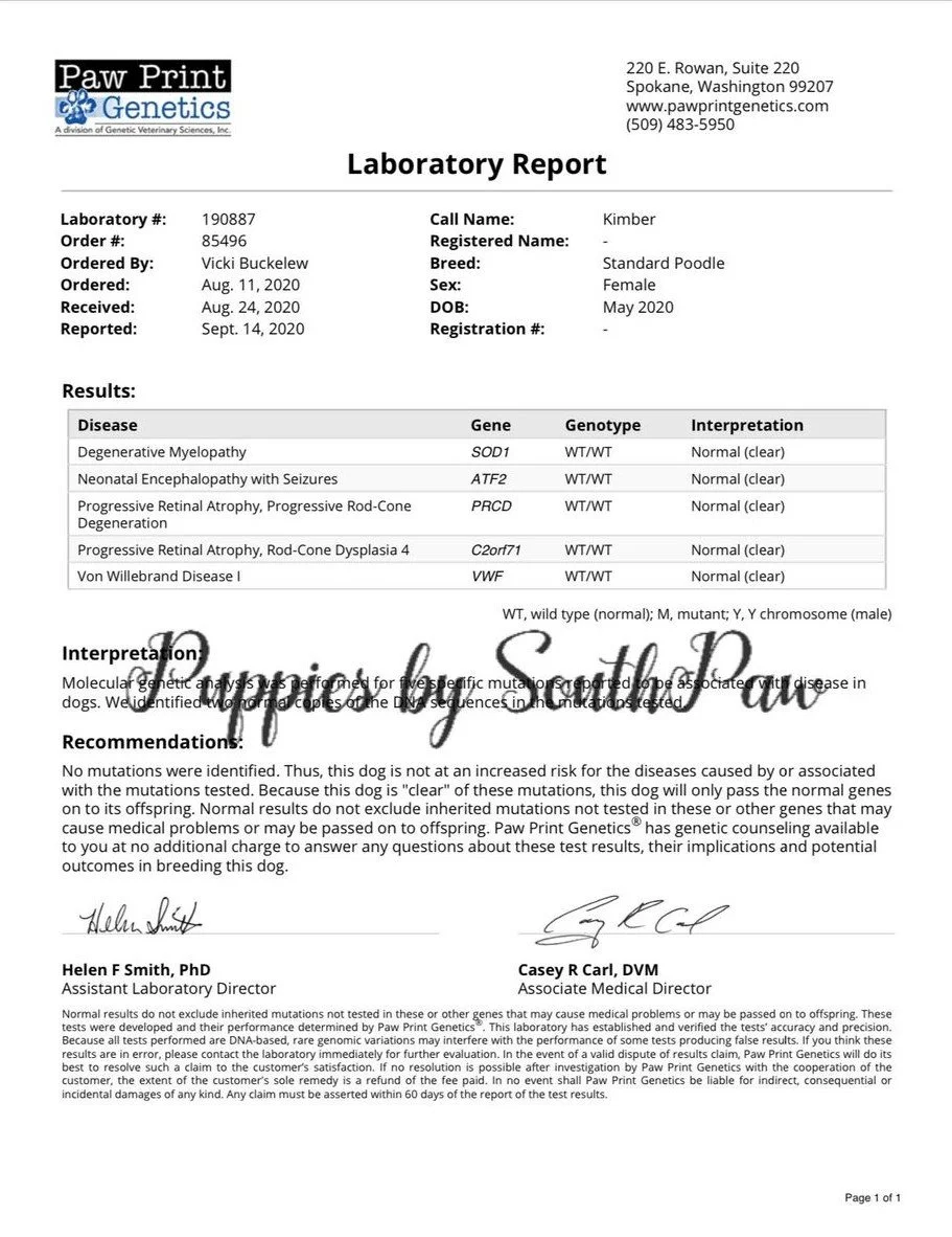 Genetic Health Results