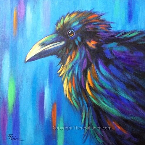 &ldquo;Raven at Dawn&rdquo; original painting on a 20x20&rdquo; canvas.