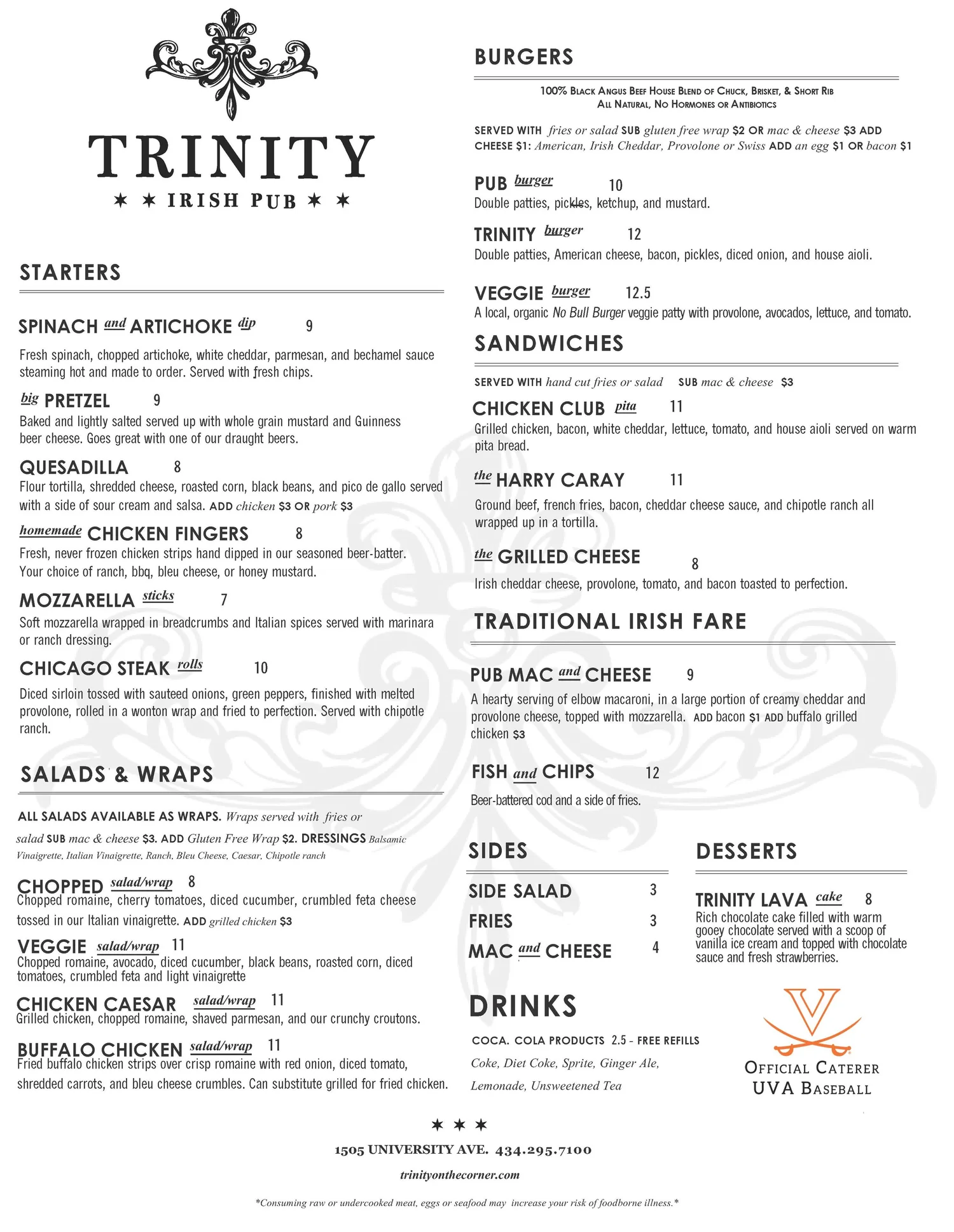 Trinity 8 Menu Limited Menu — Trinity On The Corner