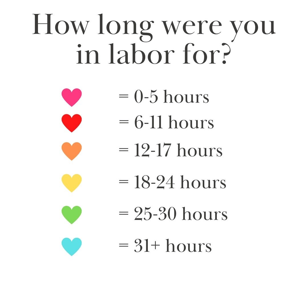 How long were you in labor? Comment with the corresponding color heart 💜
.
.
.
.
#roundligamentpain #secondtrimester #thirdtrimester #bunintheoven #pregnancytips #preggomama #pregnancylife #20weekspregnant #pregnantmom #21weekspregnant #18weekspregn