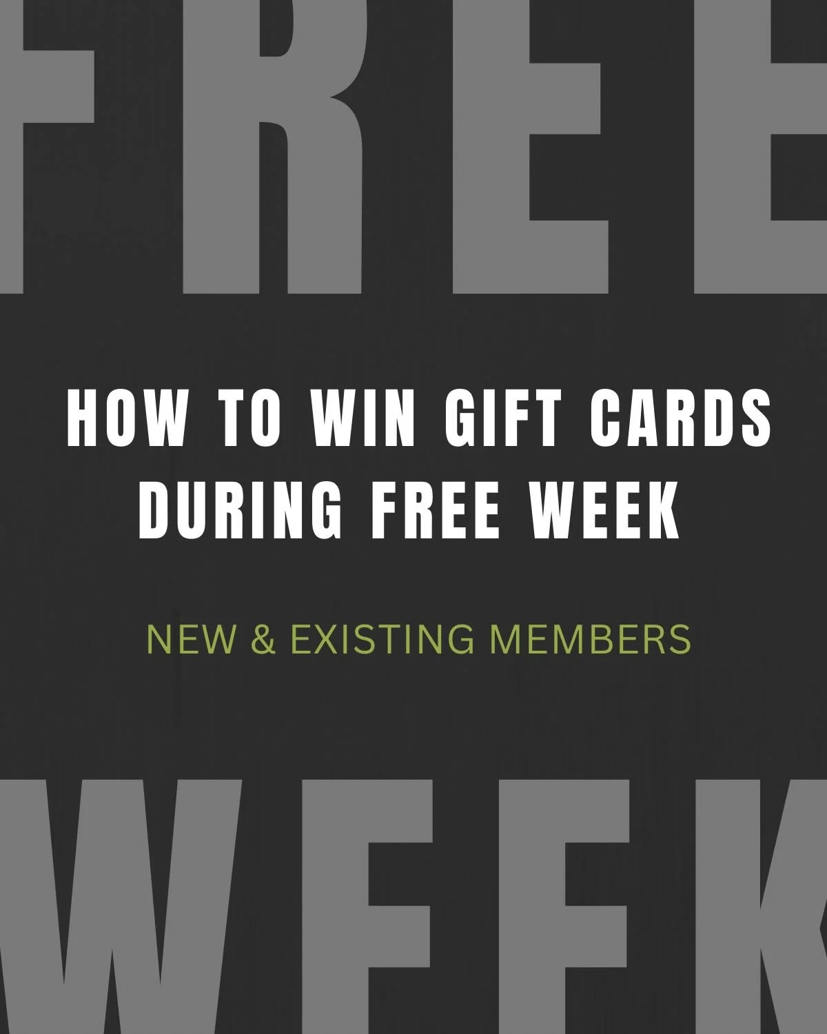 Existing and New members 🙌🏾

There are many ways to win gift cards NEXT WEEK for free week. 

Existing members: we are giving away $100 gift cards to you and the friend that you invite . As long as they come three more days and enter our free week 