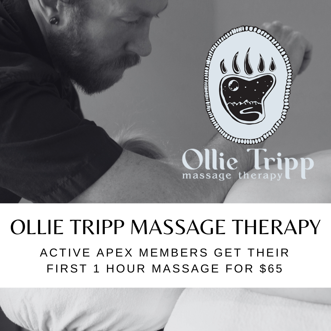 Black and white photo of Ollie Tripp massage in Bellingham, Washington. Active apex fitness nw members get first 1 hour massage for $65.