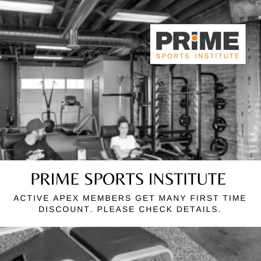 Prime sports massage facility photo with promotion for active apex members to get multiple first time discounts. Please check details.