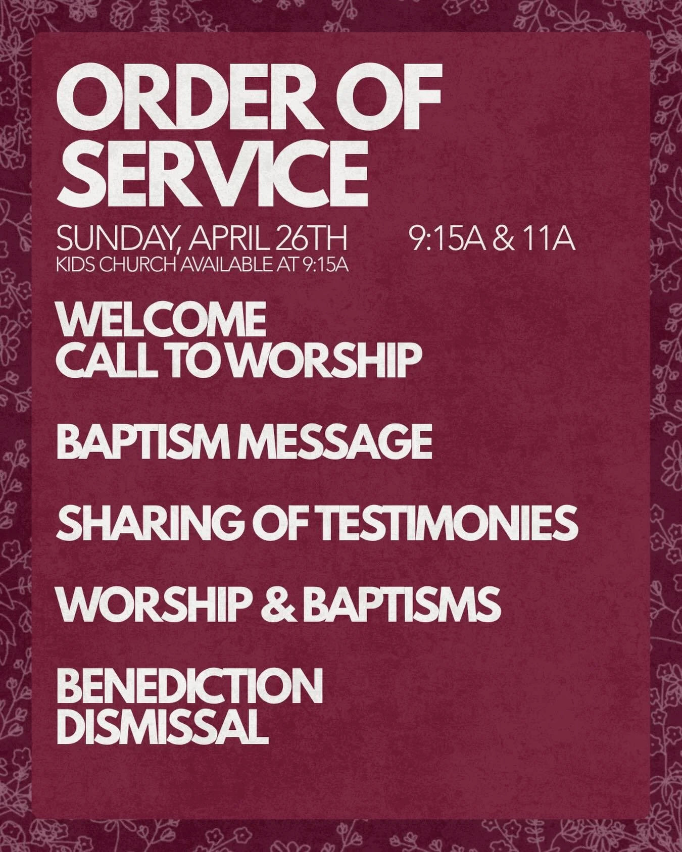 We have TWO baptism services this Sunday!! Come worship &amp; celebrate with us!🎉

9:15A &amp; 11A