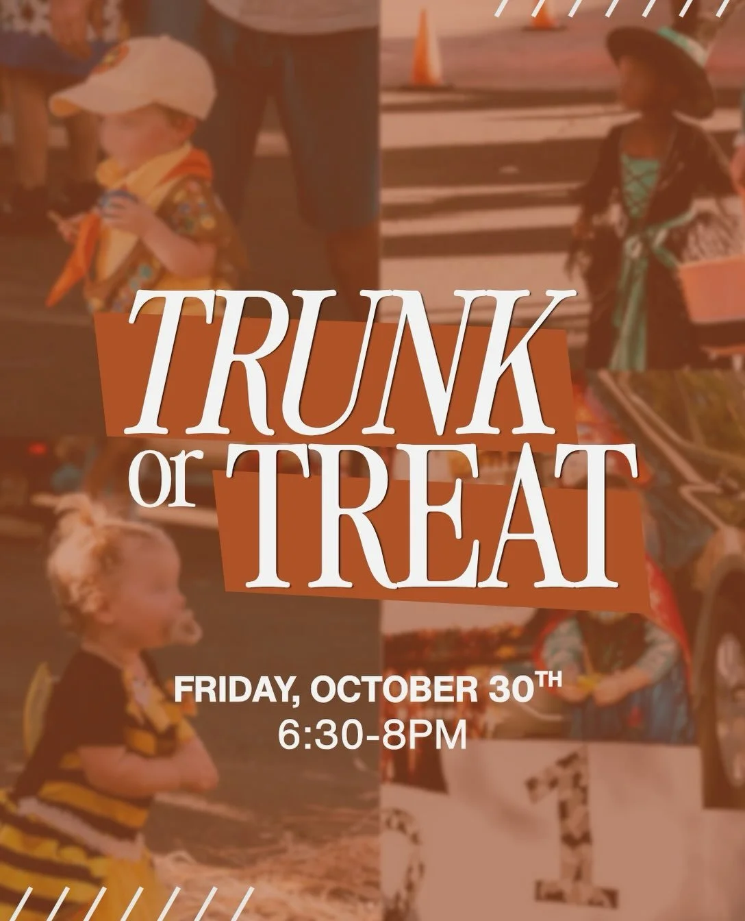 Mark your calendars - it&rsquo;s time for TRUNK OR TREAT!🧡🎃 Families, kiddos, students, adults, everyone! Join the fall fun! Grab a group of friends, dress up, host a trunk &amp; join us at Trunk or Treat!

🗓️Friday, Oct. 30th 
⏰6:30-8PM
📍Pace Lo