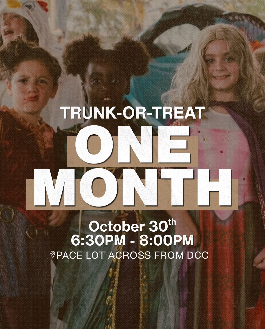 Trunk-or-Treat is ONE MONTH away! We can&rsquo;t wait for this evening of fall fun with our whole church family!🎃🧡

Interested in hosting a trunk? SWIPE! &amp; head to the link in our bio🥳