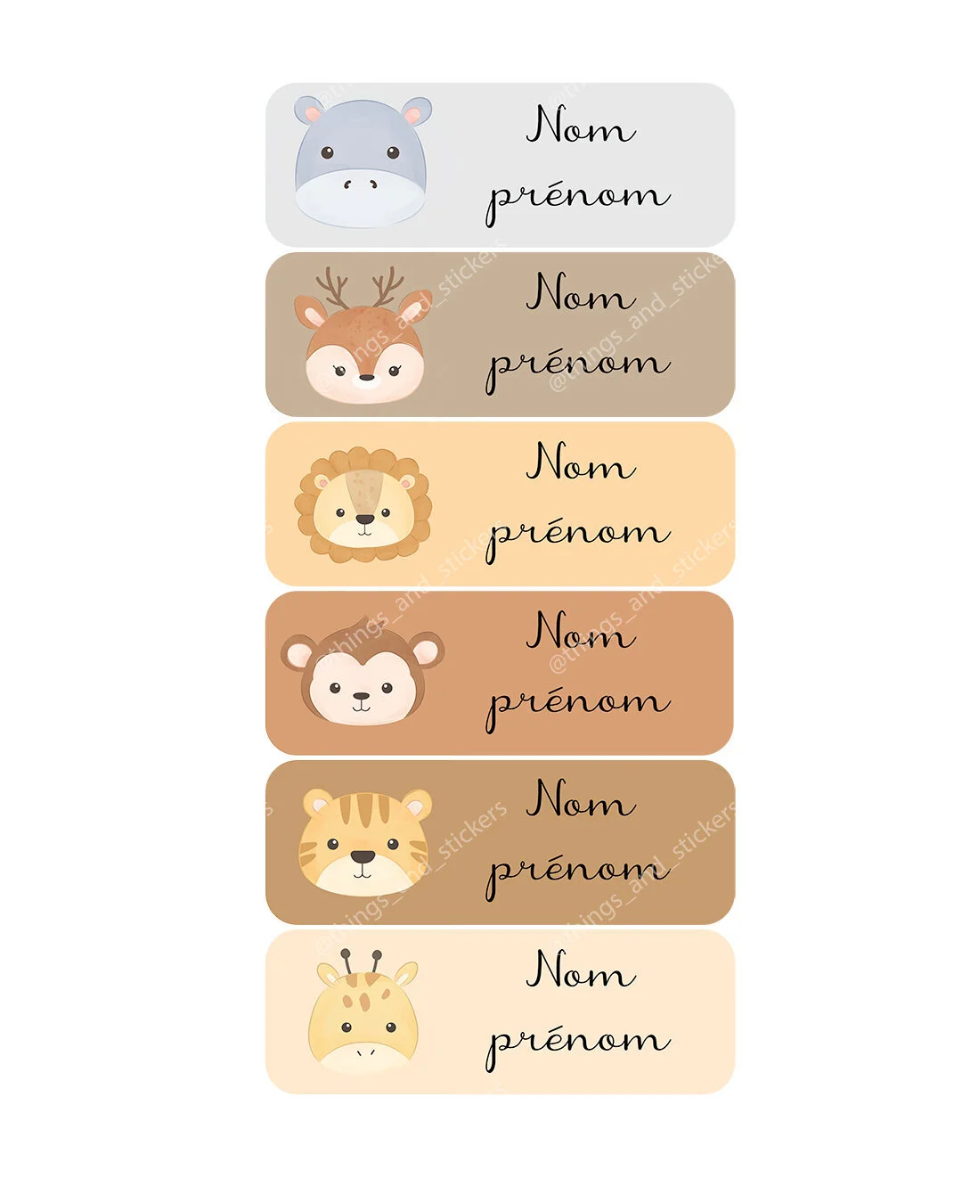 Etiquettes personnalisees prénom petit safari