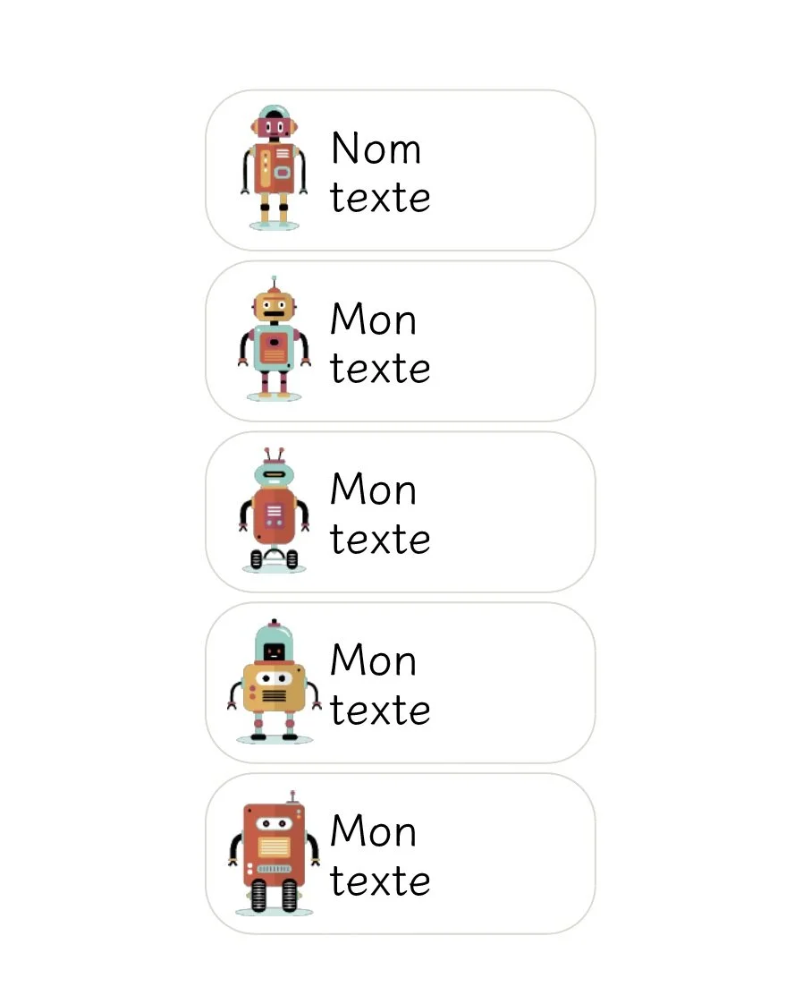 etiquettes personnalisee prénom robot
