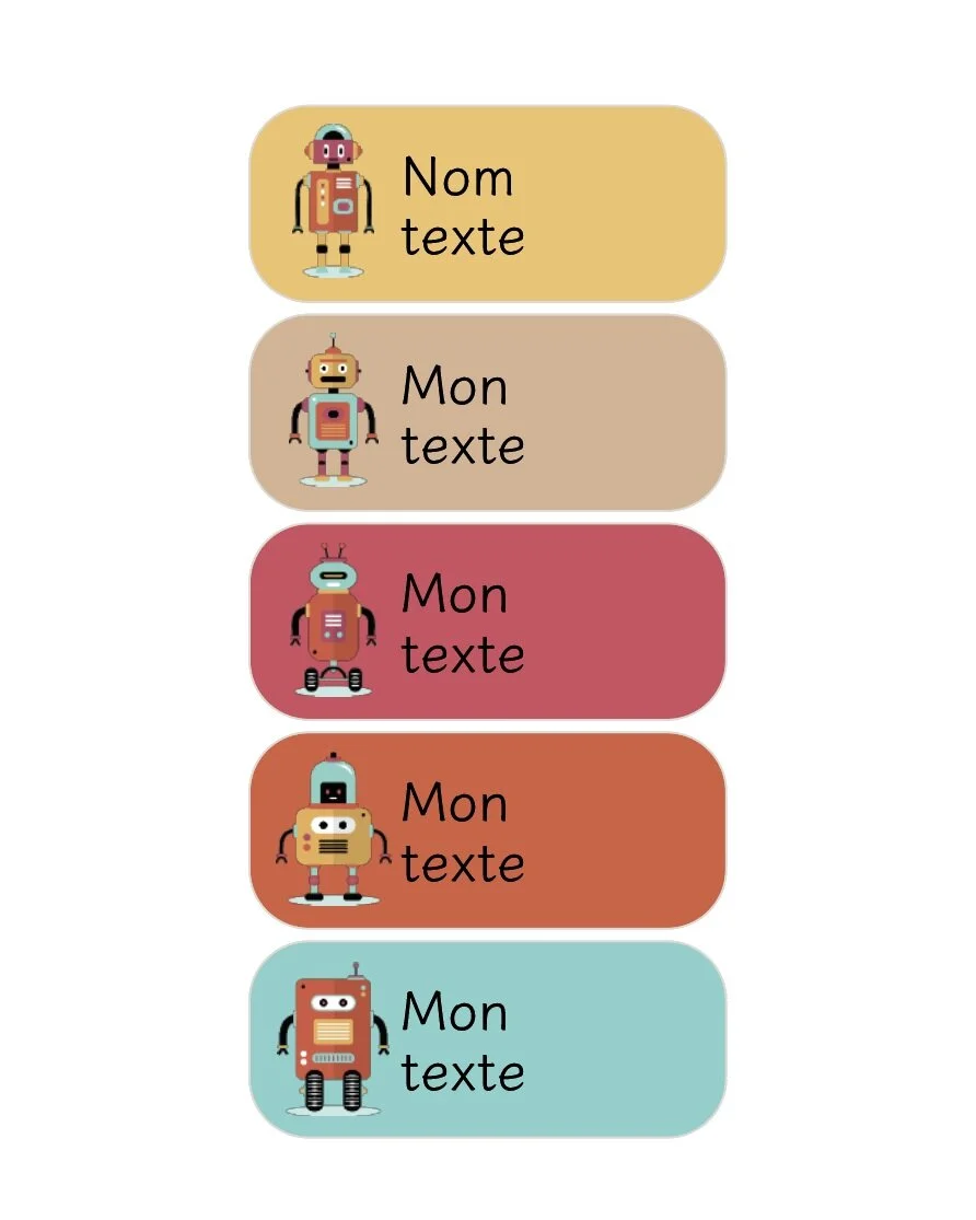 Etiquettes personnalisees prénom robots