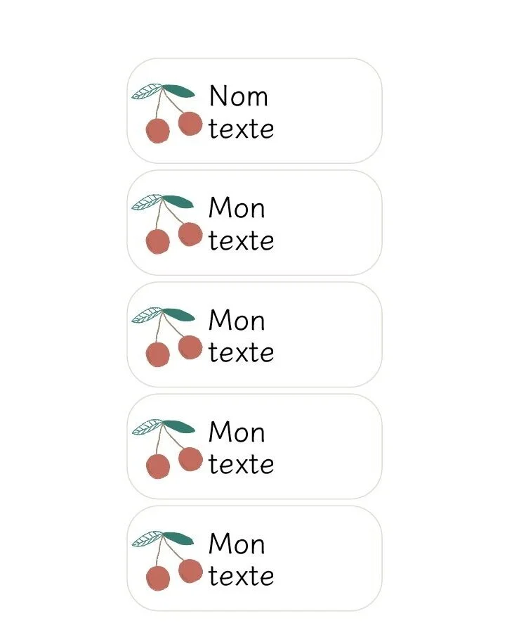 Etiquette personnalise prénom - cerise (Copy)