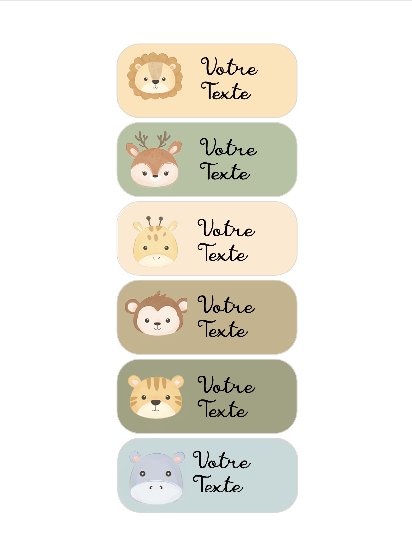 Etiquette personnalisee prenom petit safari jungle