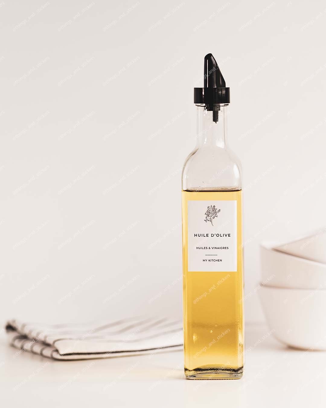Etiquette personnalisée - bouteille d'huile, vinaigre et sirop - format  vertical — THINGS and STICKERS