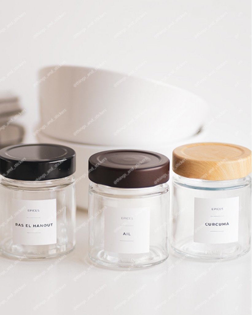 Pots à épices en verre couvercle imitation bois — THINGS and STICKERS