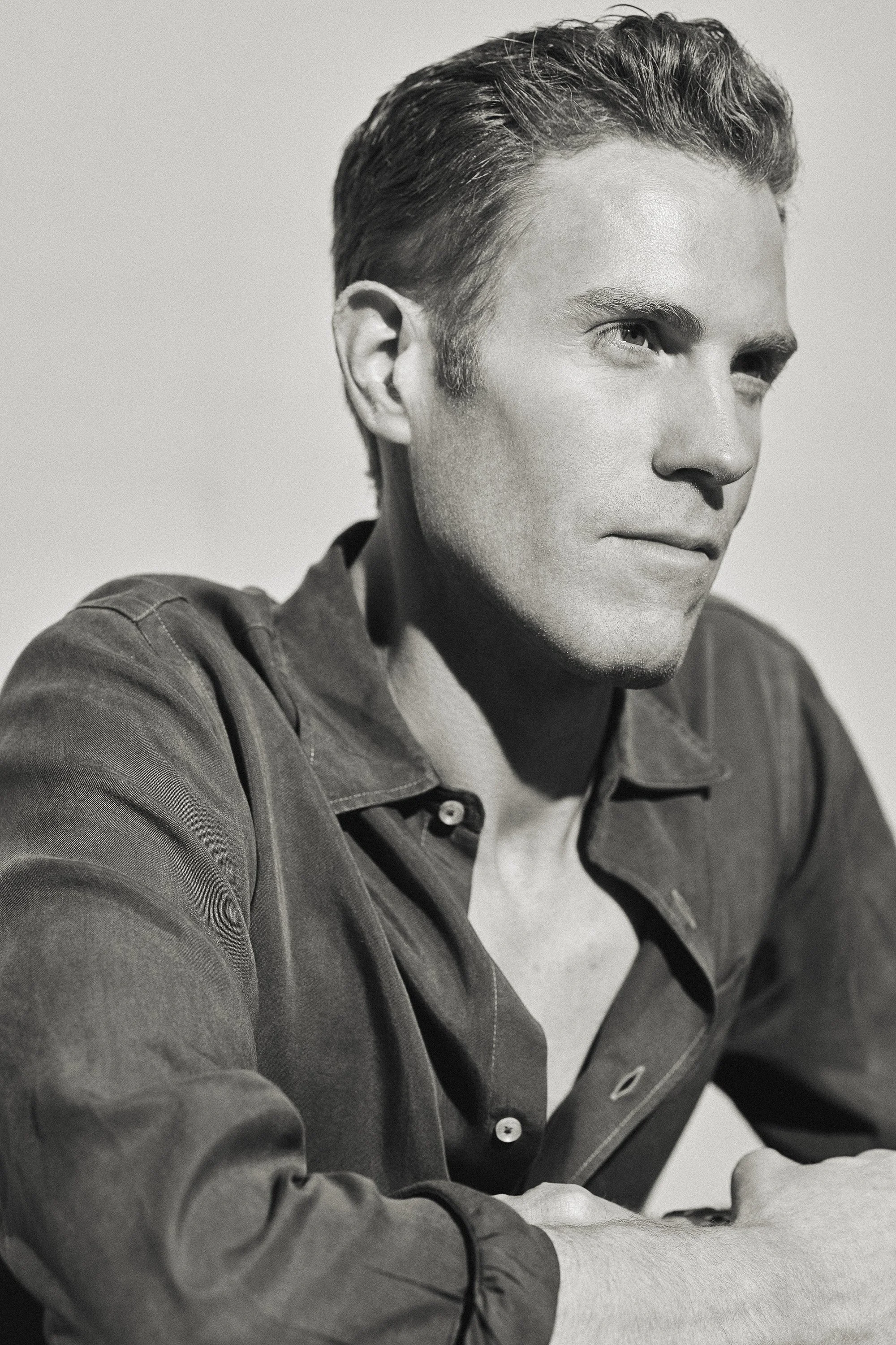 Rustic black and white photo of Mike Fabbri