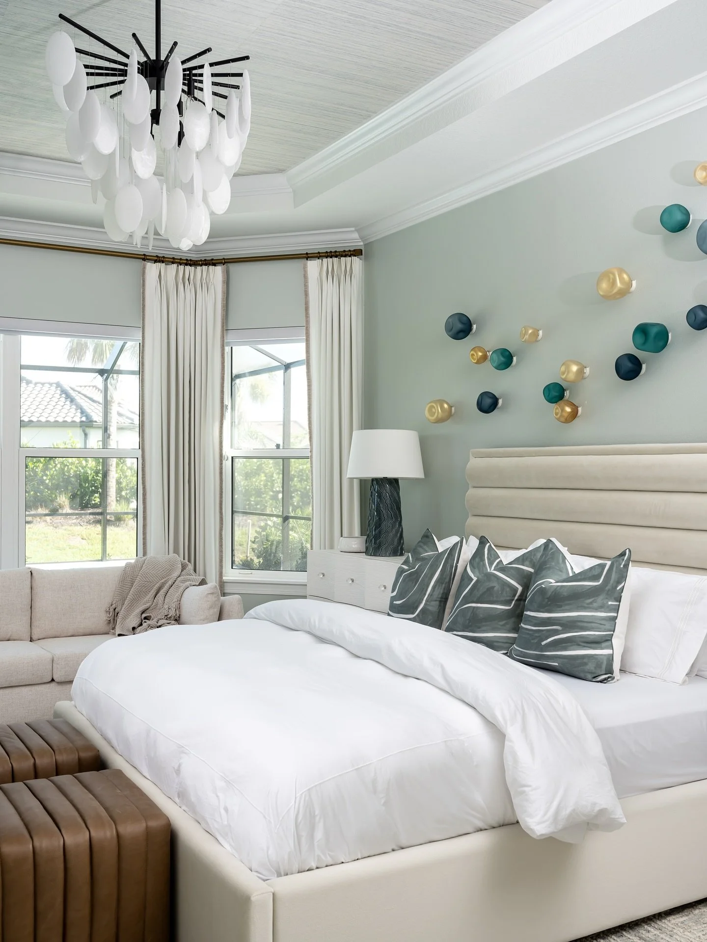 A serene Master Bedroom retreat designed for effortless sophistication &mdash; soft neutrals, sculptural lighting, and organic textures create a calming balance of comfort and style. 

Project: The Kaleidahaus 
Designer: @darbymichelle97 
Photographe