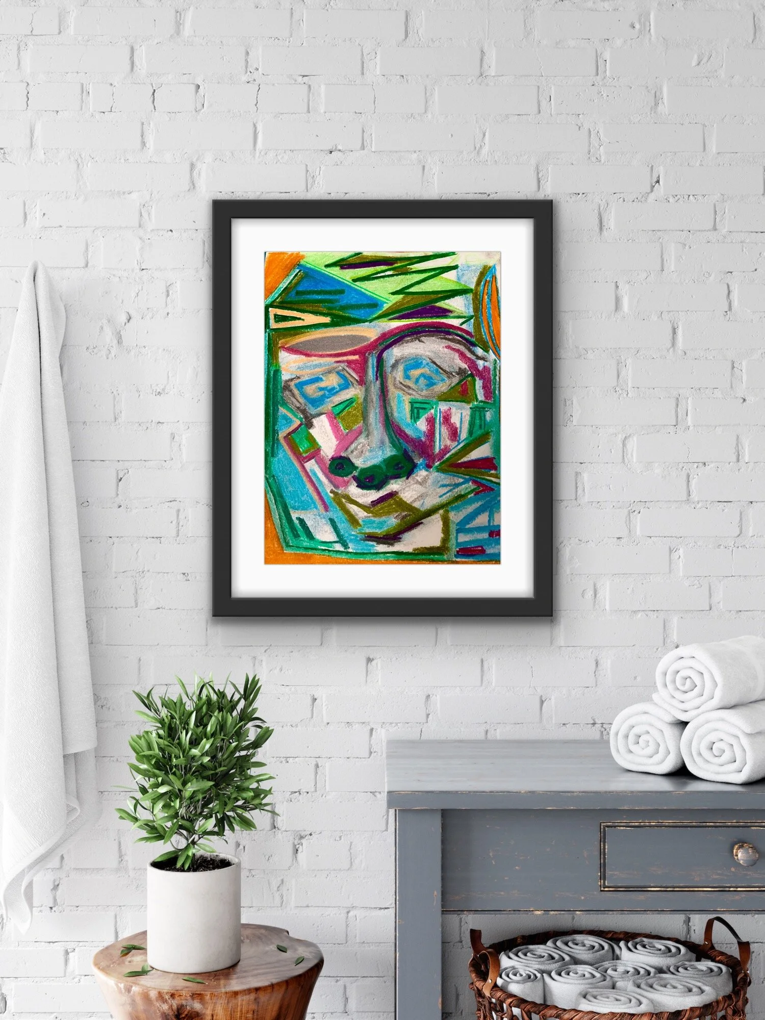 "Self-Portrait" Original Hand Drawn Pastel on Paper 11Hx14Wx1.5D by Erin McGrath Rieke