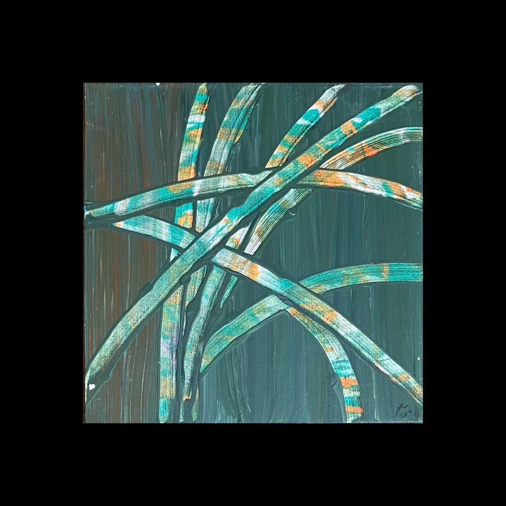 Peaceful Cross Roads Hand Crafted Acrylic Painting on Canvas 18x18 Erin McGrath Rieke Green