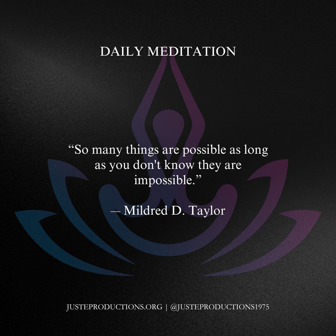 white text on black background purple lotus flower with yogi