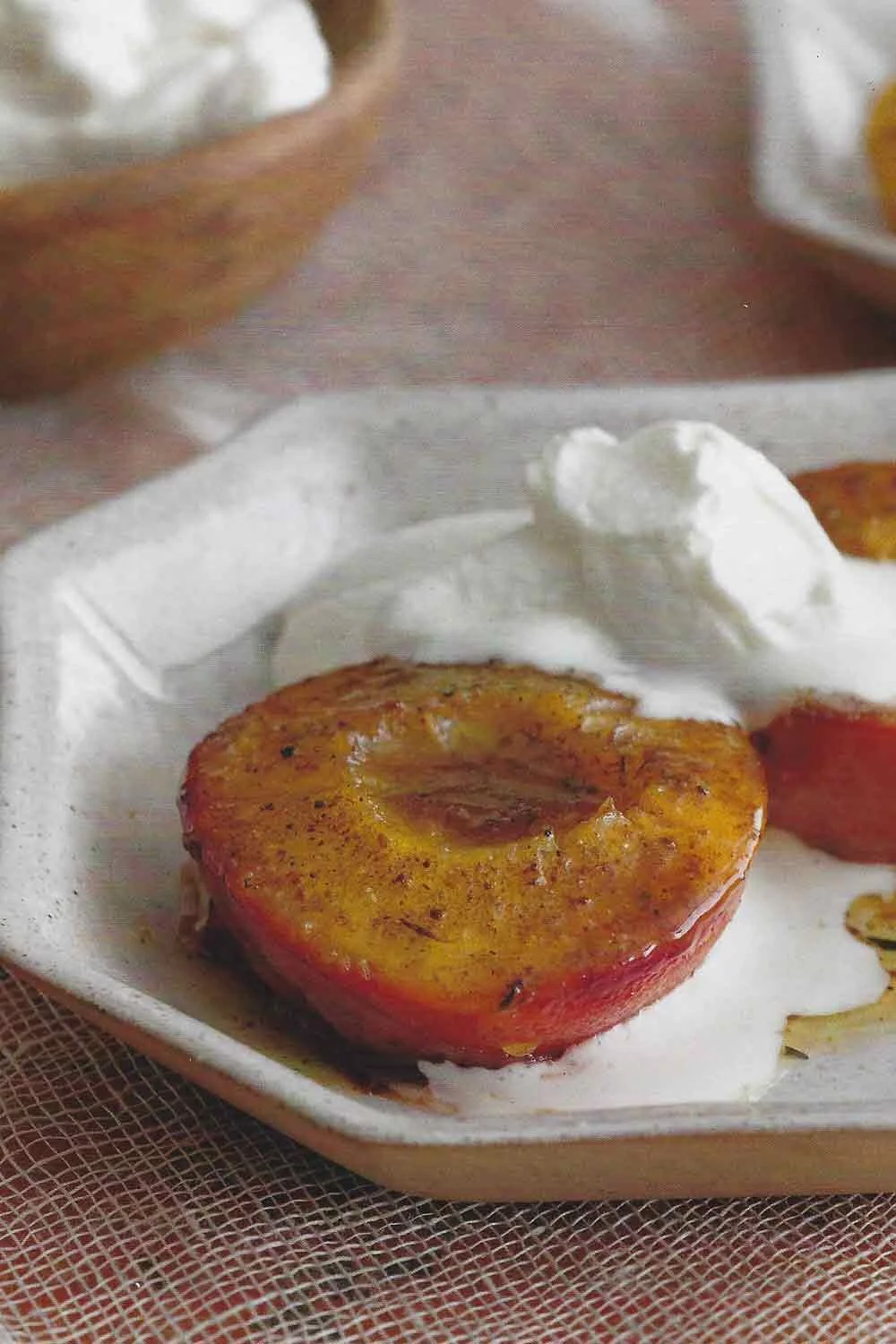 Roasted Peaches with Cardamom Whipped Cream