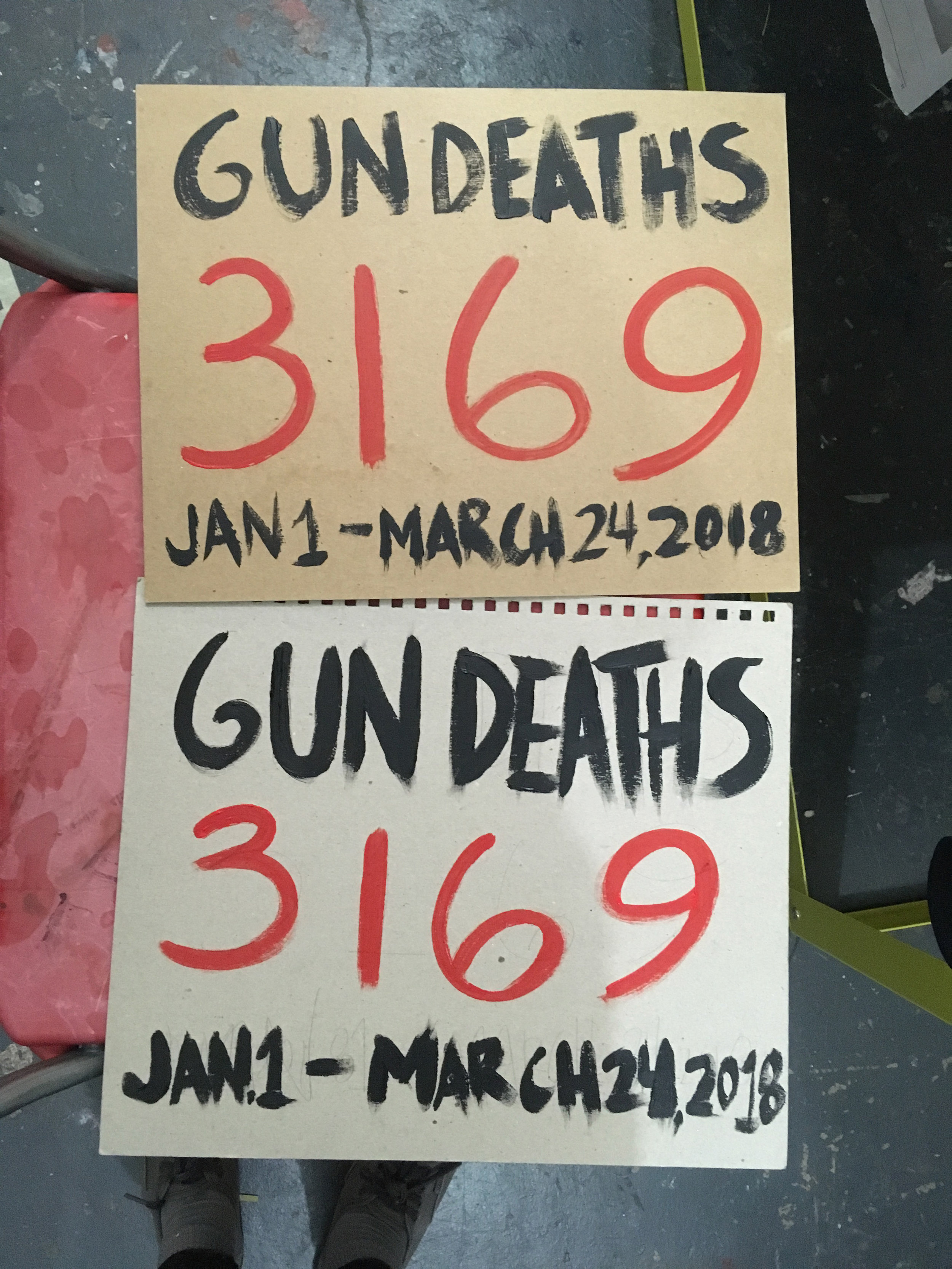  the number of gun deaths on March 23, when we made our signs 