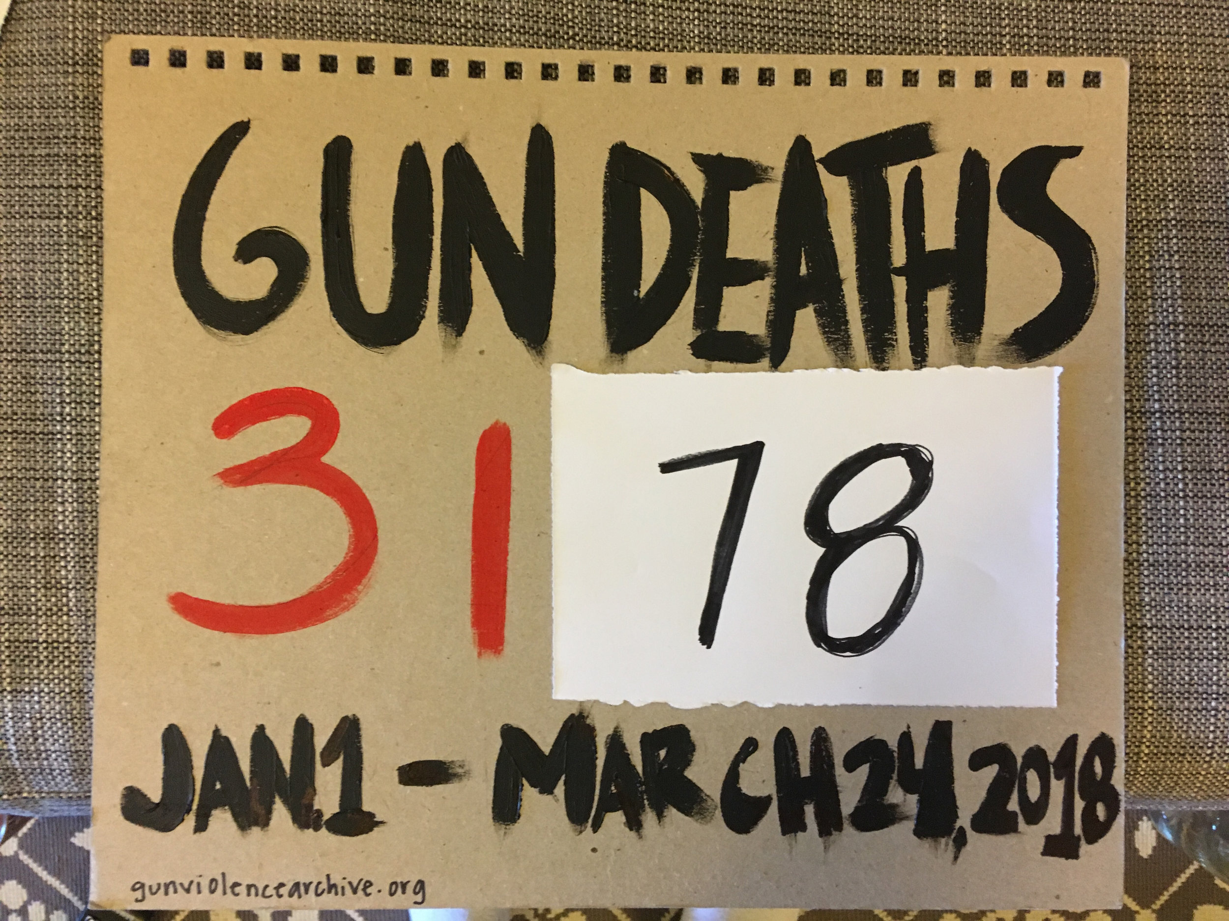  the updated number of gun deaths on March 24, one day later 
