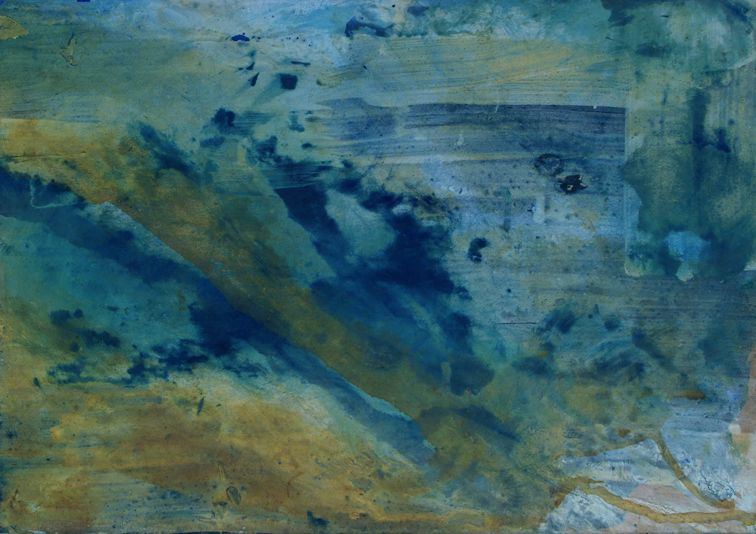 Sequenzbild (Sequential image), 16 parts, 1999 segment D 1 70 x 100 cm, oil, Indian ink, pigments on cardboard 