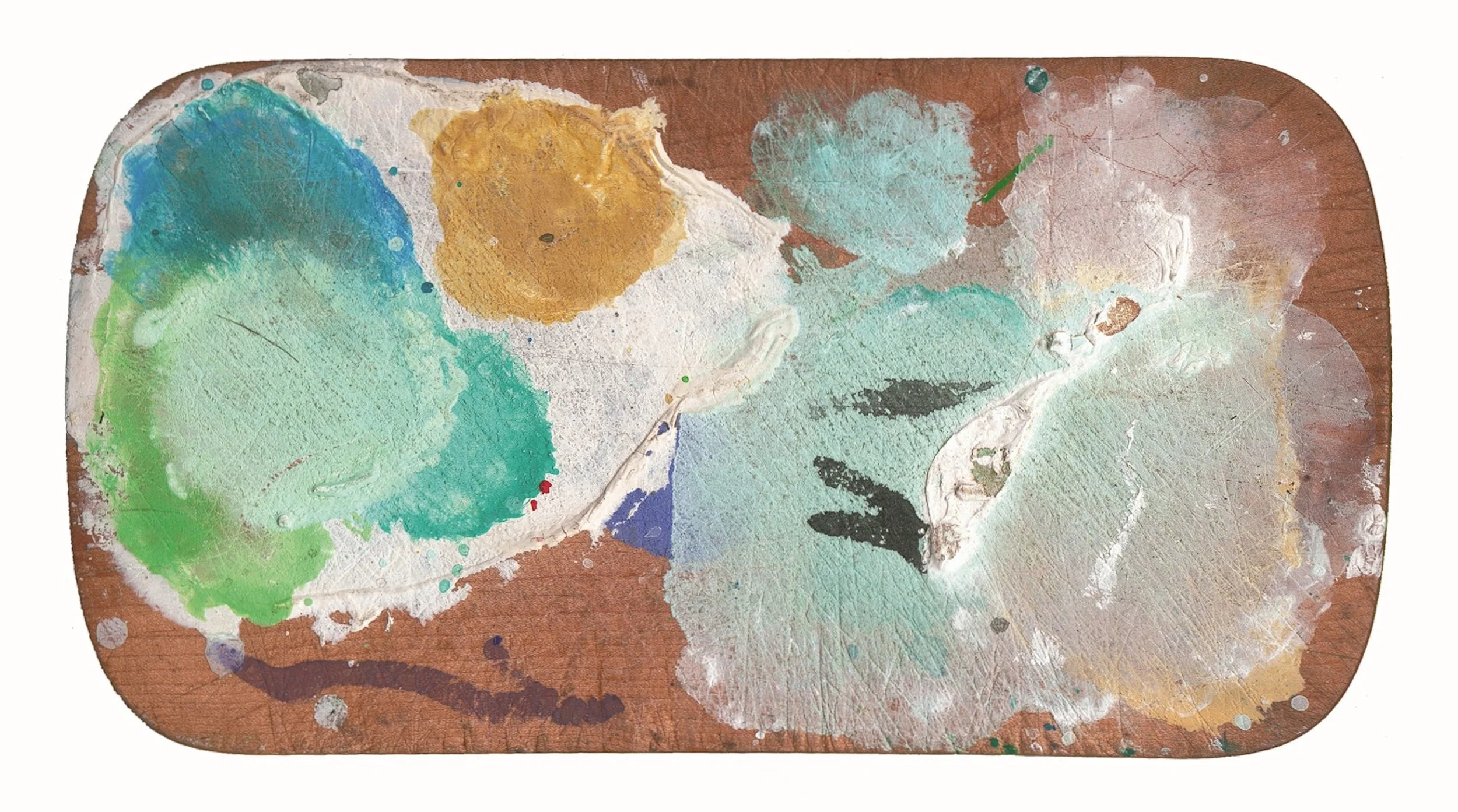  Malzeit (Veschperbreddle), 2003 15 x 25 cm, Acrylic paint on wooden snack board 