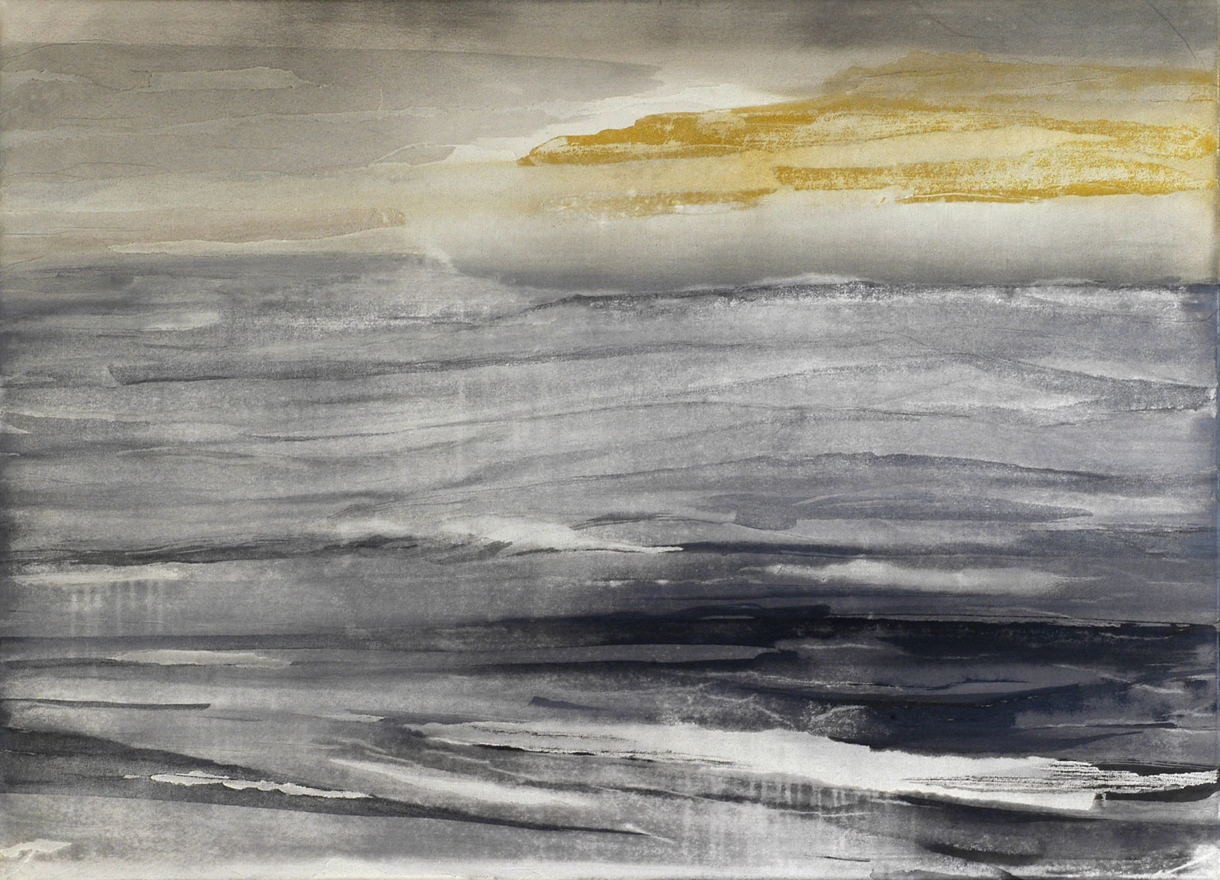  Palimpsest (Of the Grey and the Golden), 2005 80 x 110 cm, Indian ink, newsprint mounted on canvas 