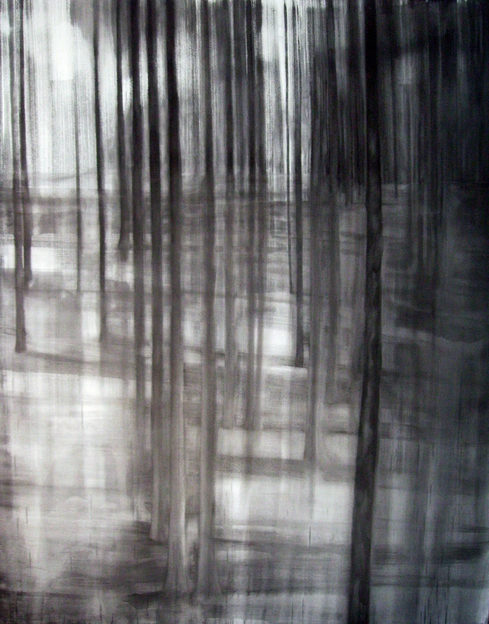  Forest painting (Waldbild) Holländermichels Hain, 2005 200 x 150 cm, Indian ink, canvas (Sliced into various parts in 2007) 
