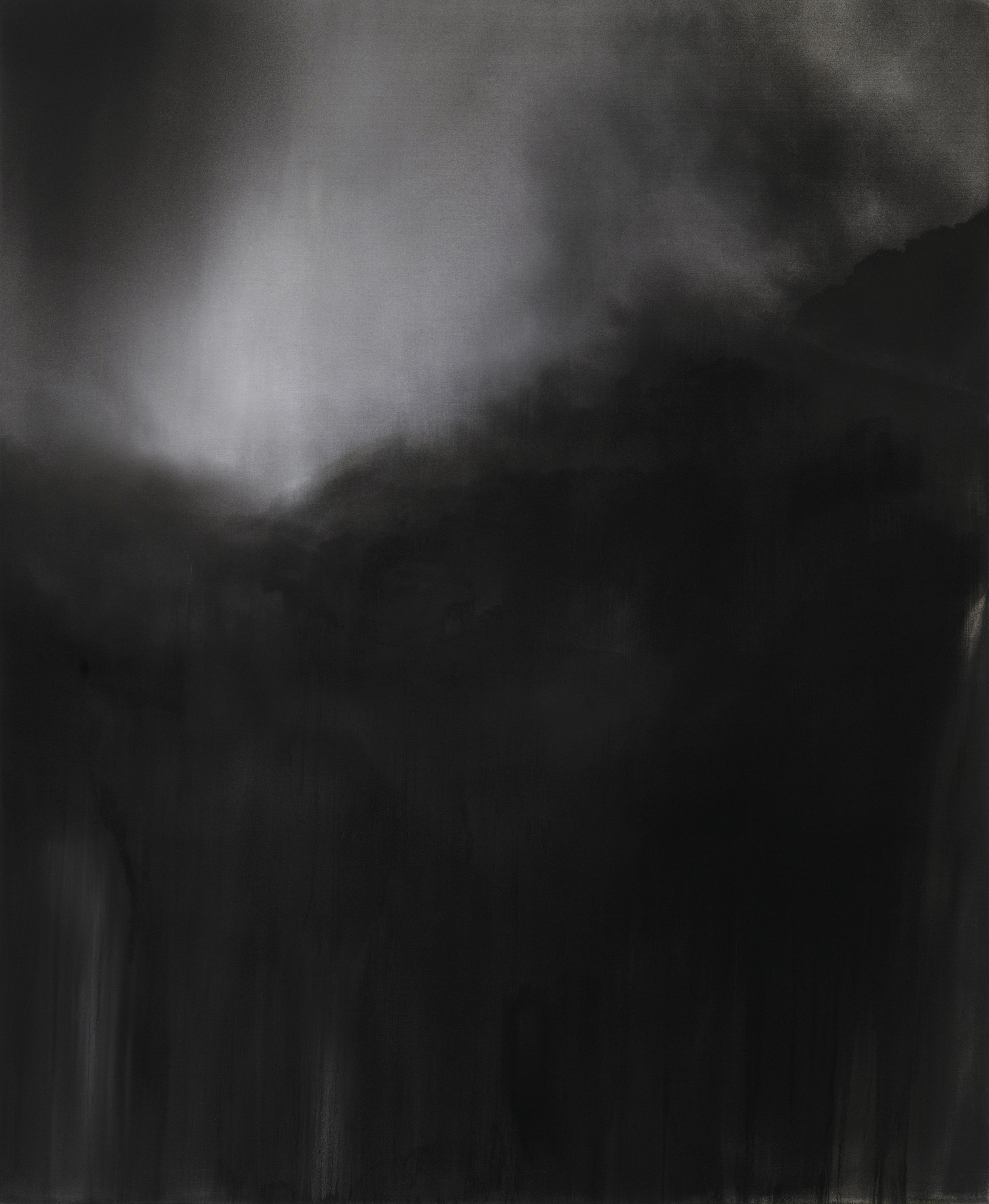  Massif Black, 2008 220 x 180 cm, Indian ink, unprimed canvas (overpainted 2012) 
