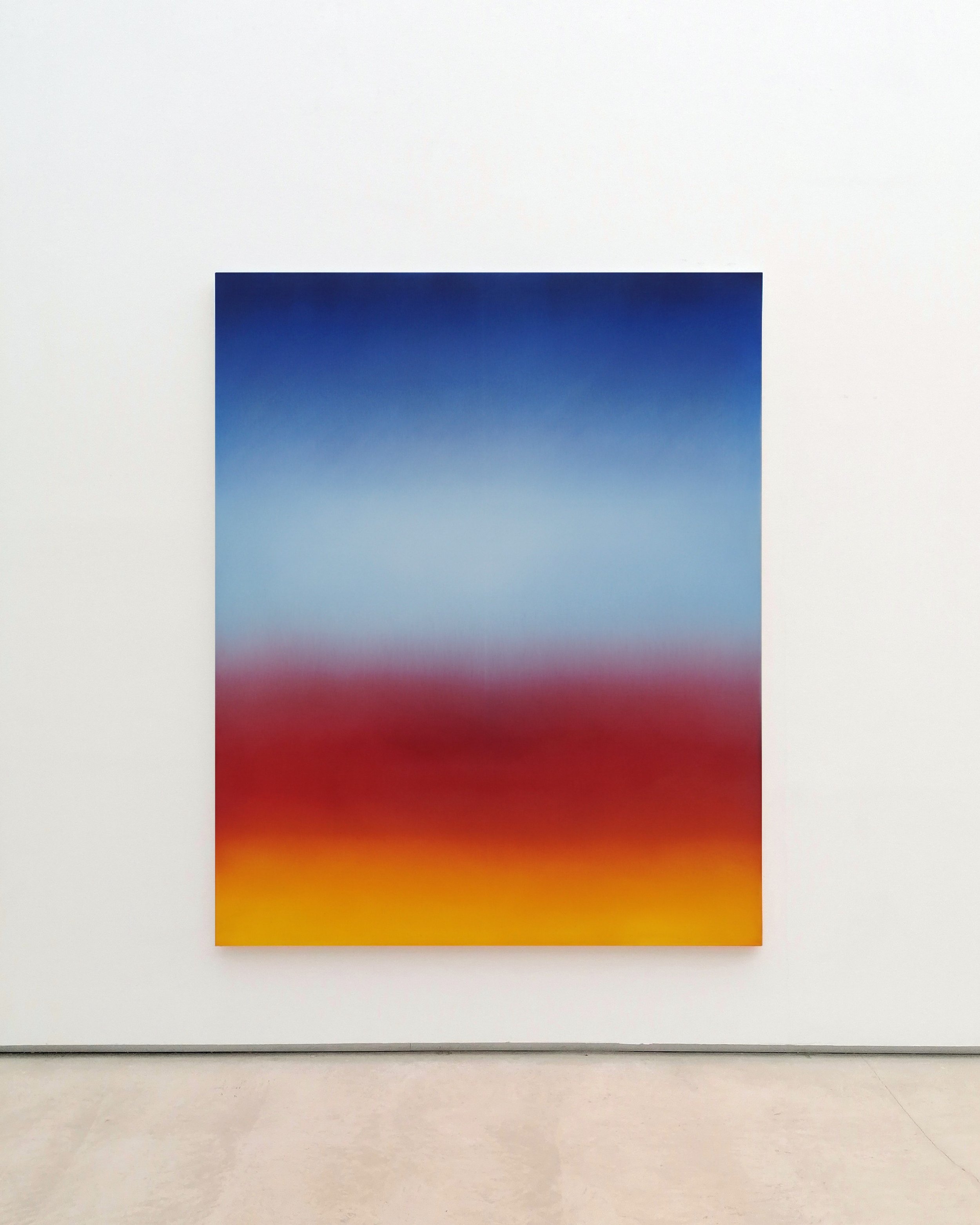 'Sonne, Mond und Sterne - Mit der Tradition nicht brechen' André Butzer, Thomas Grötz, Philipp Haager Städtische Galerie Ostfildern, 2025 Nahfeld (Nearfield), Postcard Nebula (Last summer's sunset, Aug 9pm) 2024, 210 x 170 cm, Tusche, Lwd