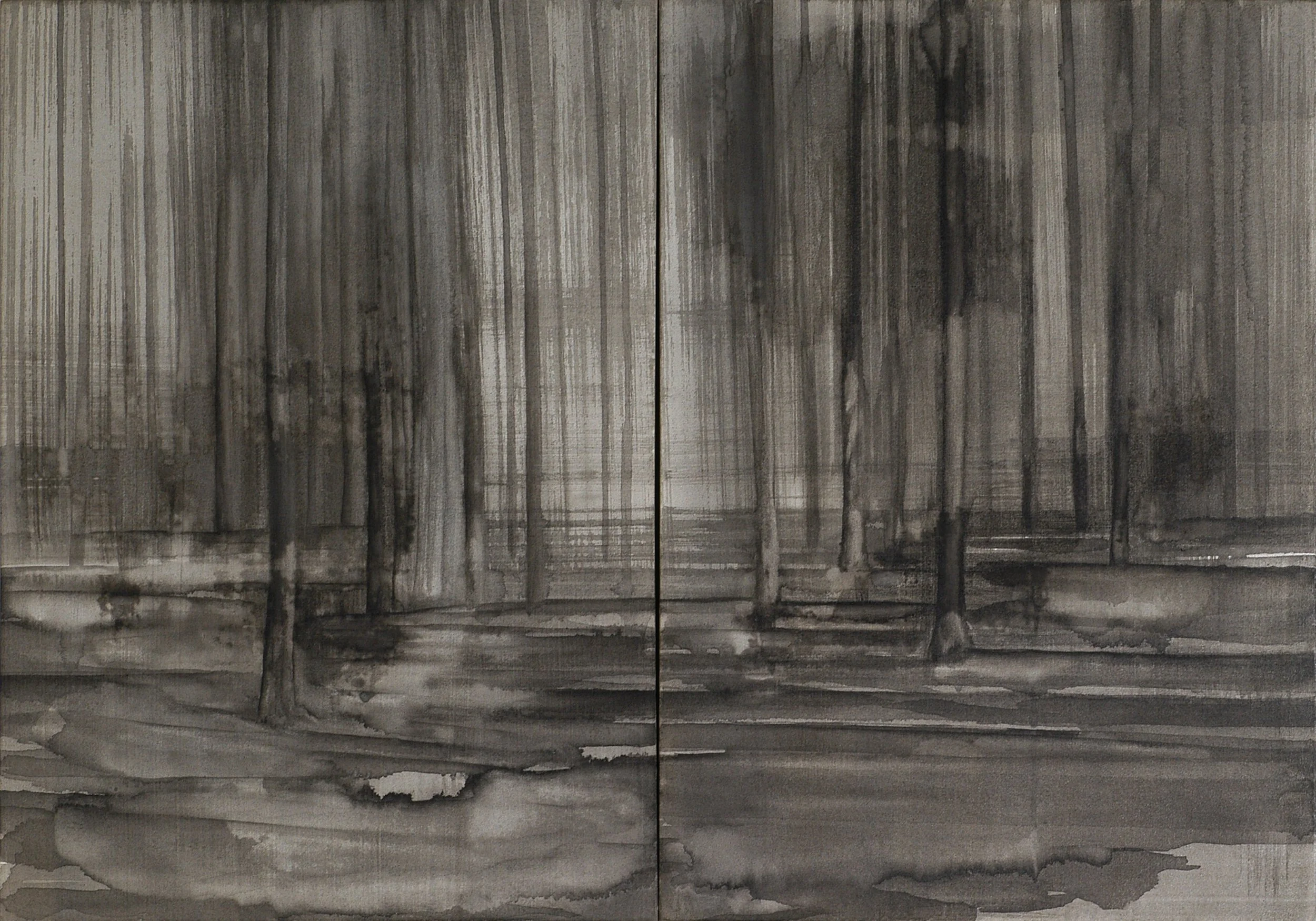  Forest Diptych (Wald-Diptychon), 2004 70 x 100 cm, Indian ink on nettle 