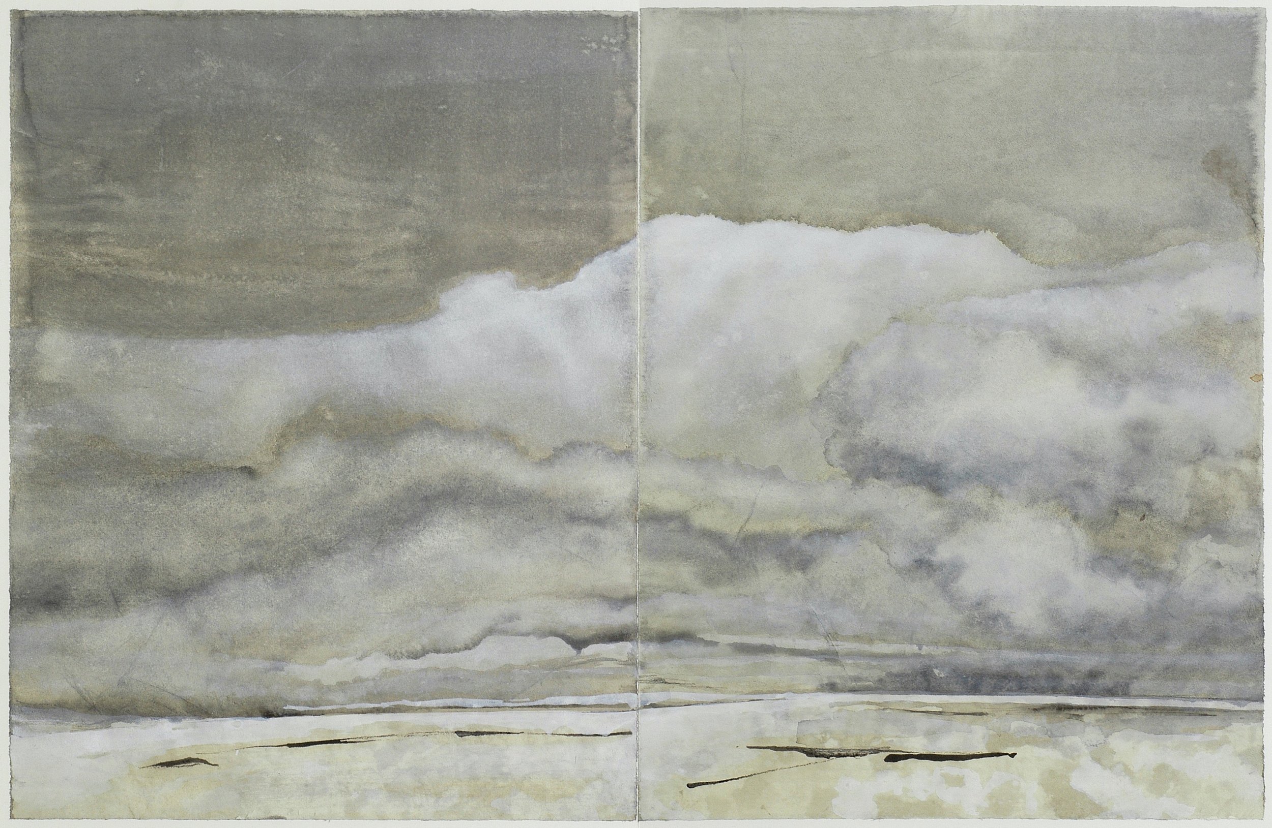  Paper Diptych II, 2004 2 parts, each 95 x 60 cm (overall 95 x 120 cm) Indian ink and wood stain on paper 
