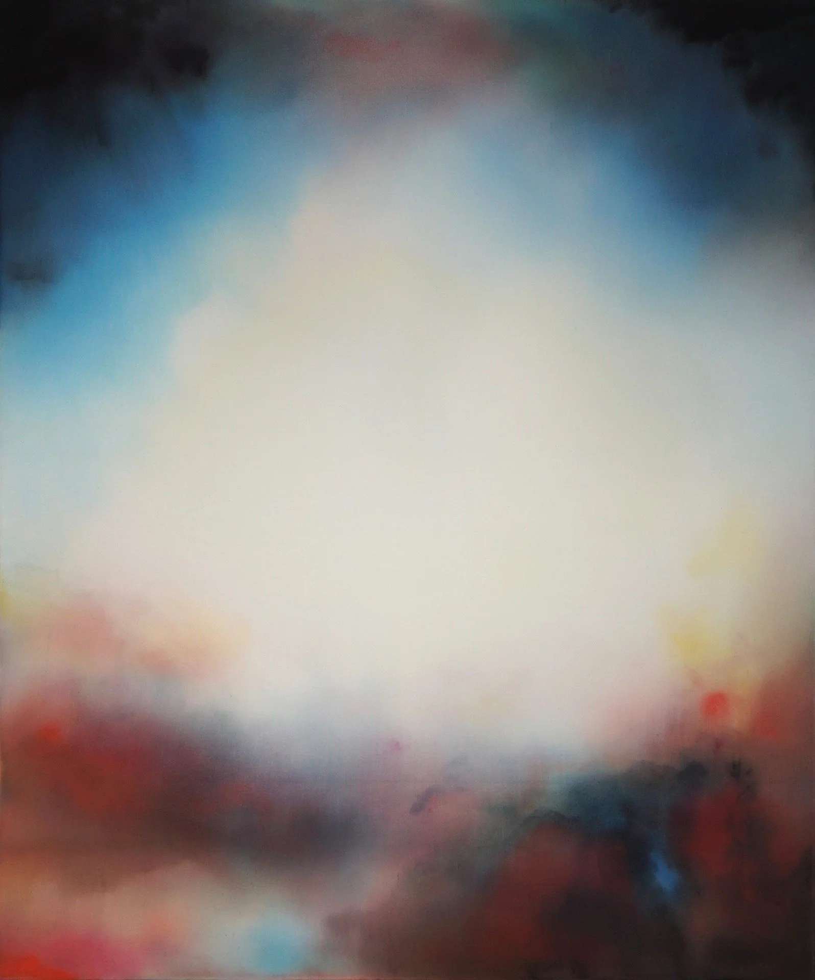 Dome Painting, gelb (Kythera themes), 2023 180 x 150 cm, Indian ink, unprimed canvas