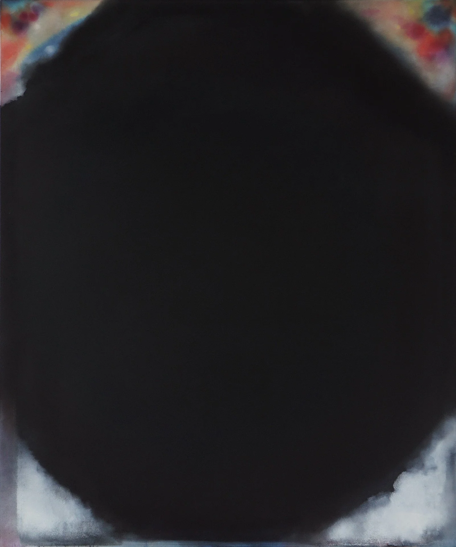 Dome Painting, schwarz (Love in four corners), 2023 180 x 150 cm, Indian ink, unprimed canvas
