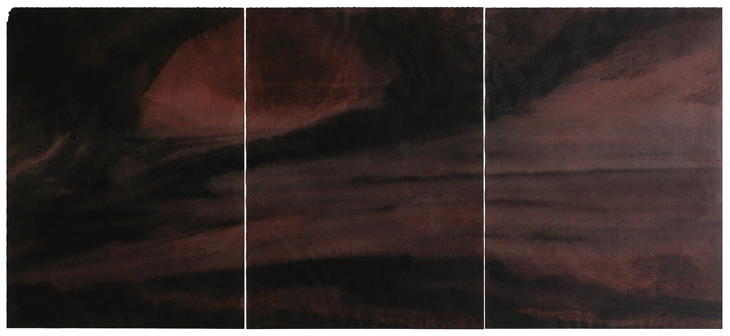  Pathiria, 2005 3 parts, each 29 x 21 cm (overall 29 x 64 cm) Indian ink and woodstain on unbleached paper 