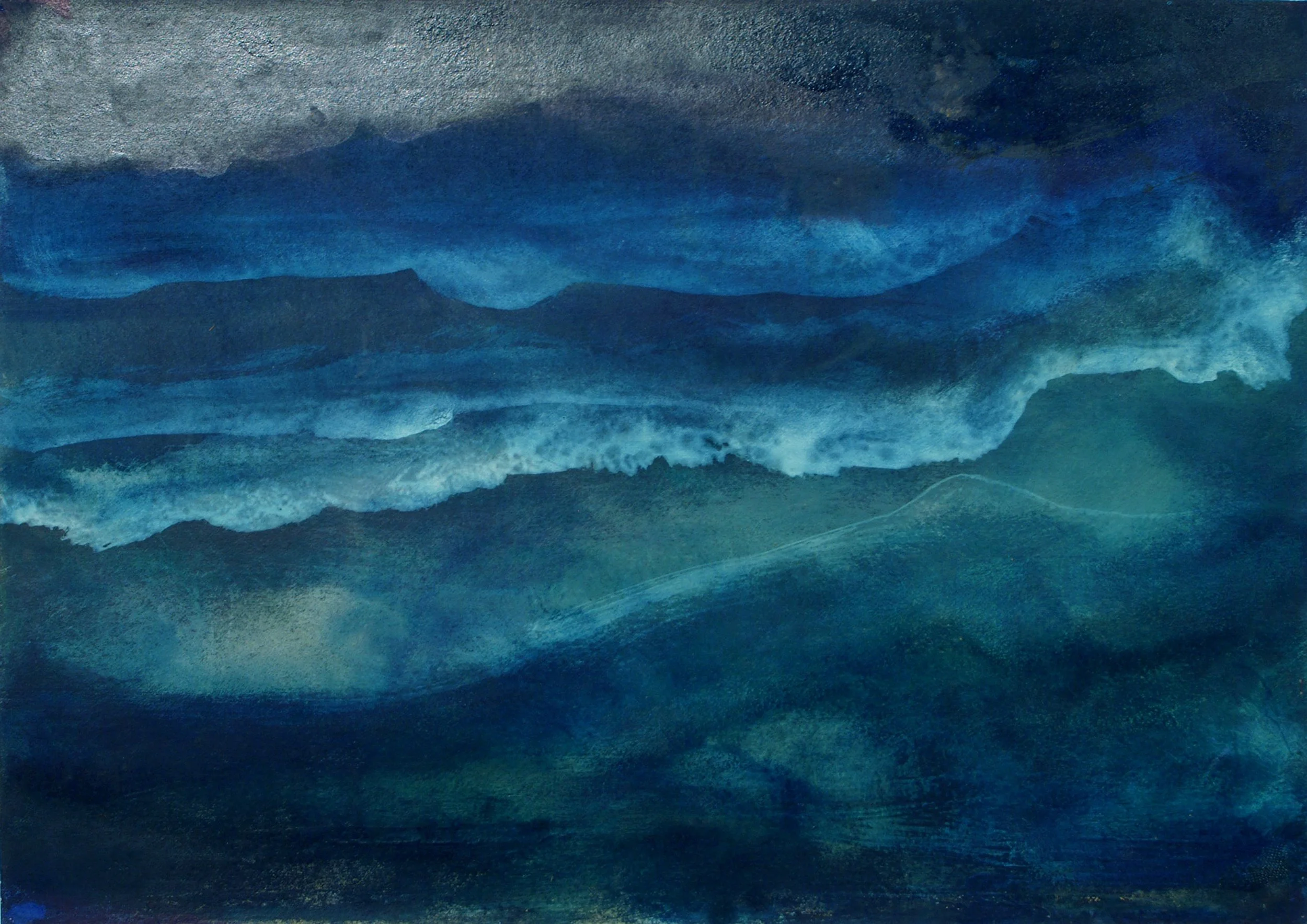  Sequenzbild (Sequential image), 16 parts, 1999 segment A 3 70 x 100 cm, oil, Indian ink, pigments on cardboard 