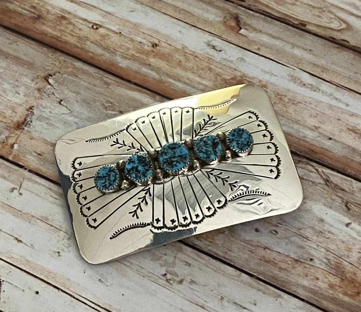 Turquoise and Sterling Silver Belt Buckle