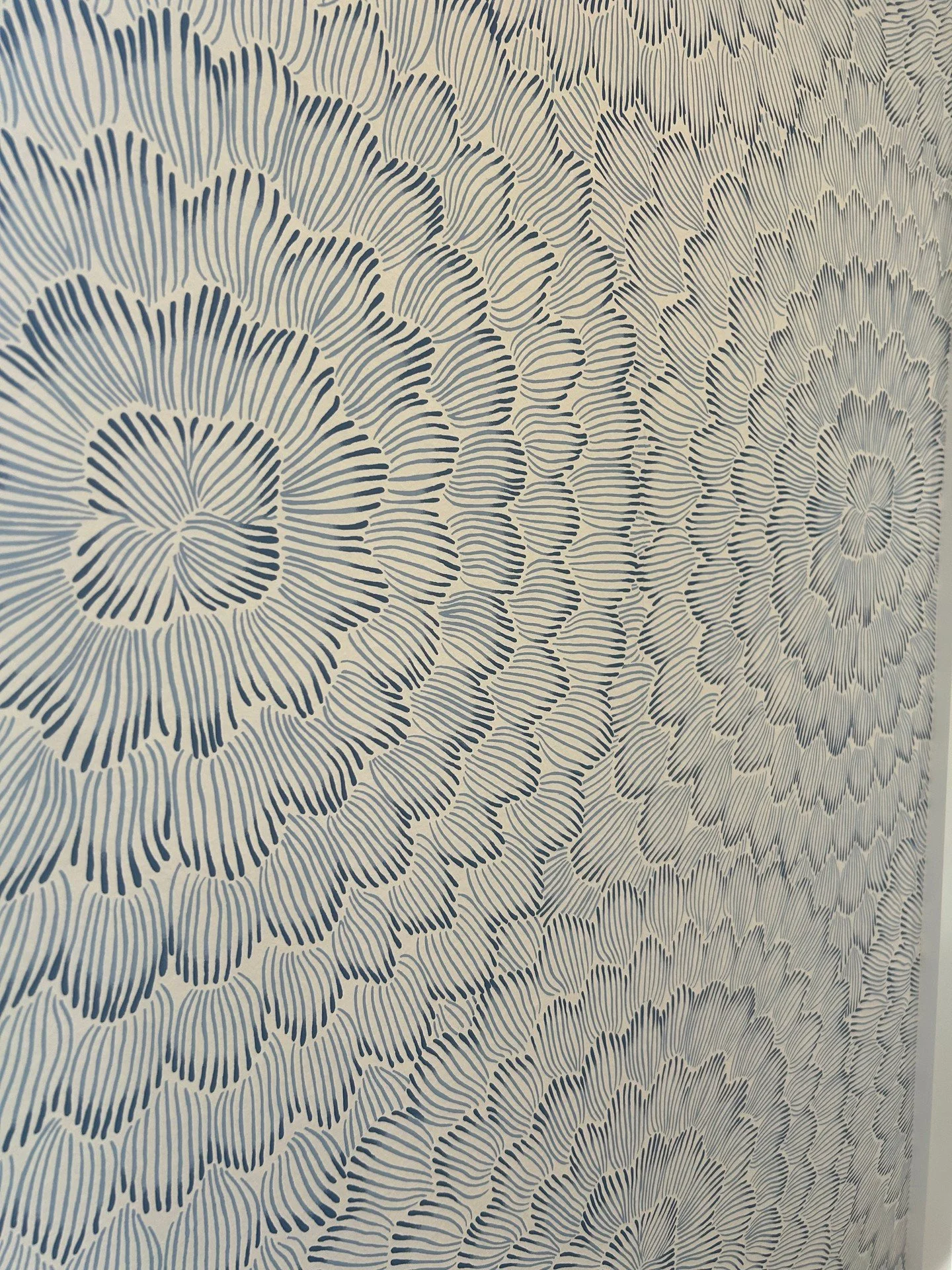 A recent site visit at Meadowlight gave us the chance to see this primary bedroom wall covering fully installed&mdash;and it's always rewarding to watch a design vision come to life.⁠
⁠
Site visits are an important part of our process, allowing us to