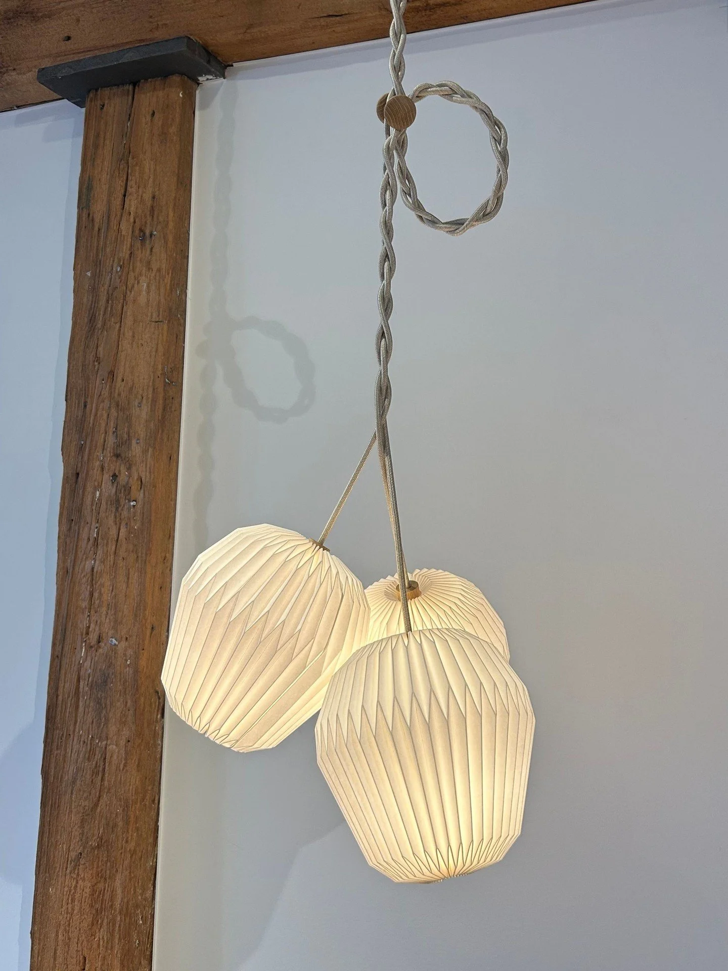 A recent lighting installation at Woodland Barn.⁠
⁠
The fixture itself is important, but so is its placement. During installation, we spent time adjusting the hanging height to make sure it felt balanced within the room and in conversation with the s
