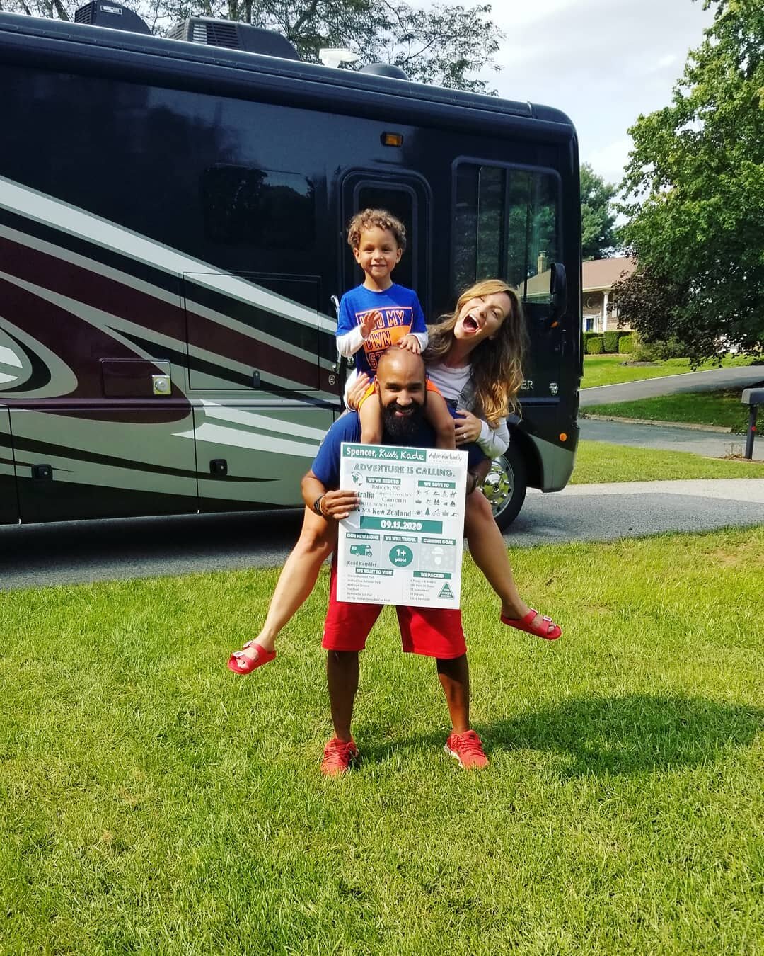 Sometimes the family piggyback ride is a well coordinated portrait. Sometimes it's a hot mess!  Either way, it's just us!  Having fun and goofing around!
.
Today begins our big journey to seek adventure and embrace opportunity! This trip is all about