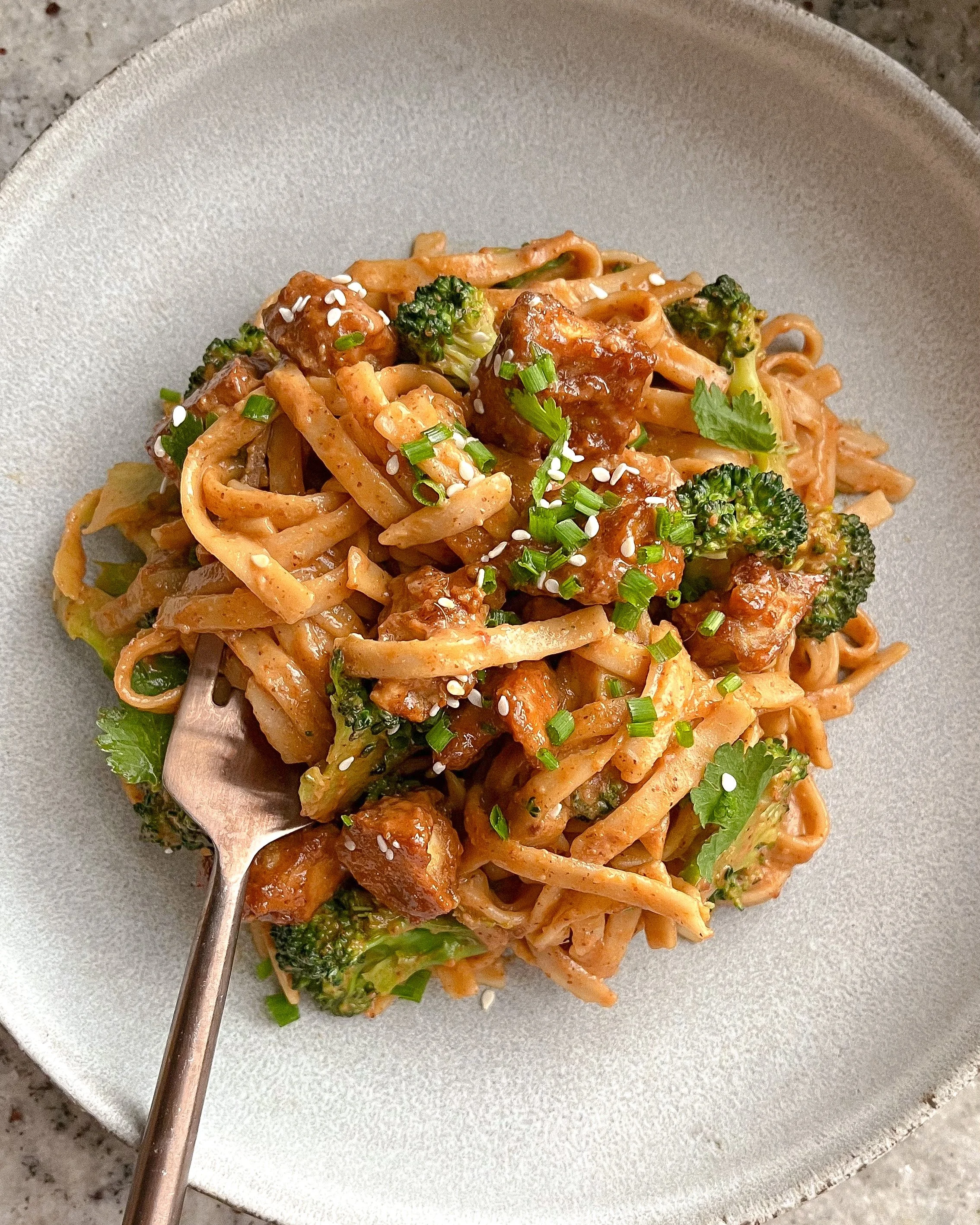Vegan Red Curry Almond Butter Noodles + Veggies