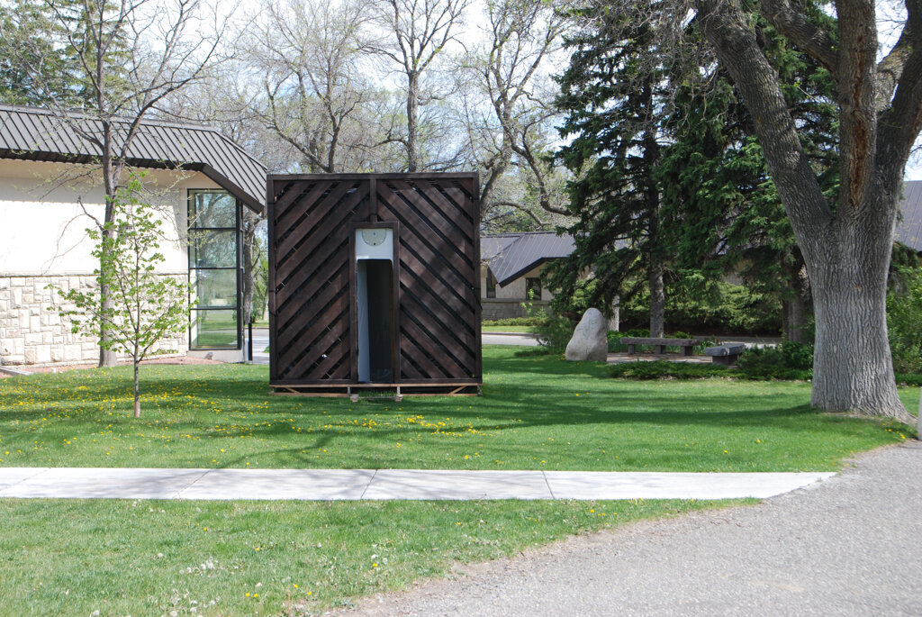 Tomb piece recreated as walk-in camera obscura for Exposure/Enclosure exhibit at Rocky Mountain College, 2009