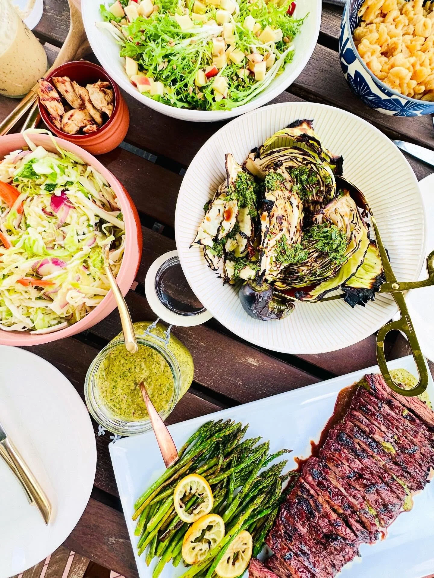 It's heading into grilling season! And we are here for it.
On the table at Food Lab at Home this week &mdash;
Homemade Mac and Cheese
Thai-Inspired Grilled Cabbage
Marinated Flank Steak with Chimichurri
Fris&eacute;e Salad with Apples and Sharp Chedd